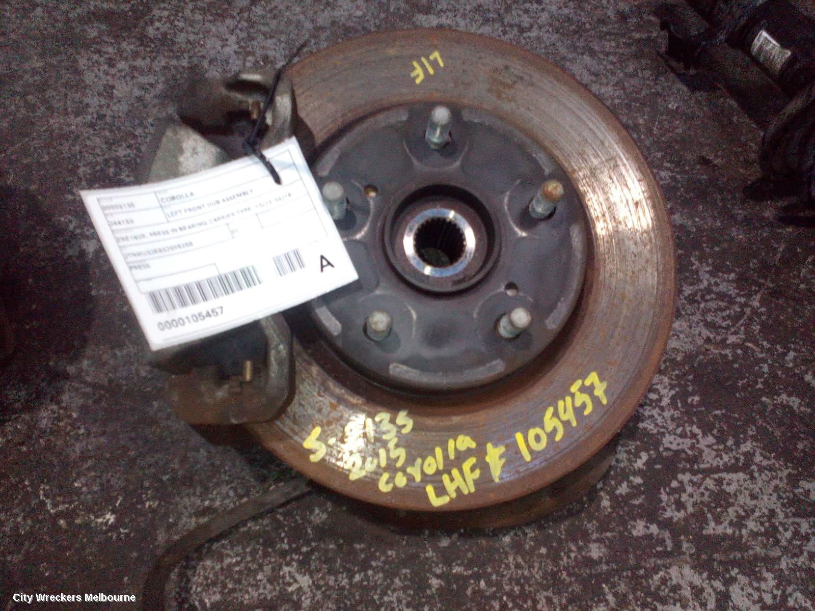 TOYOTA COROLLA LEFT FRONT HUB ASSEMBLY, ZRE182R, PRESS IN BEARING CARRIER TYPE, 10/2012 - 06/2018 - Image 1