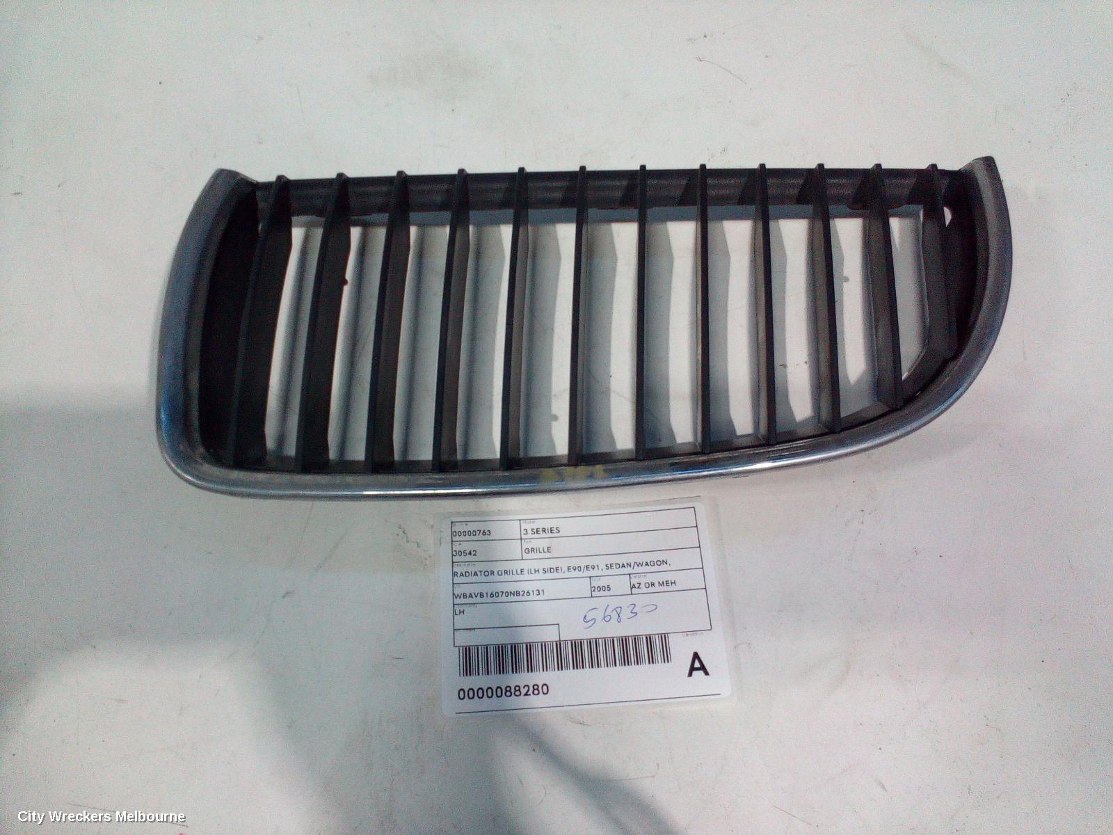 BMW 3 SERIES GRILLE, RADIATOR GRILLE (LH SIDE), E90/E91, SEDAN/WAGON, CHROME ONLY, 03/2005 - 08/2008 - Image 2