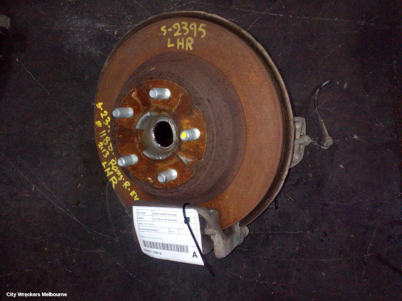 LAND ROVER RANGEROVER EVOQUE LEFT REAR HUB ASSEMBLY, L538, 11/2011 - 01/2019 - Image 2