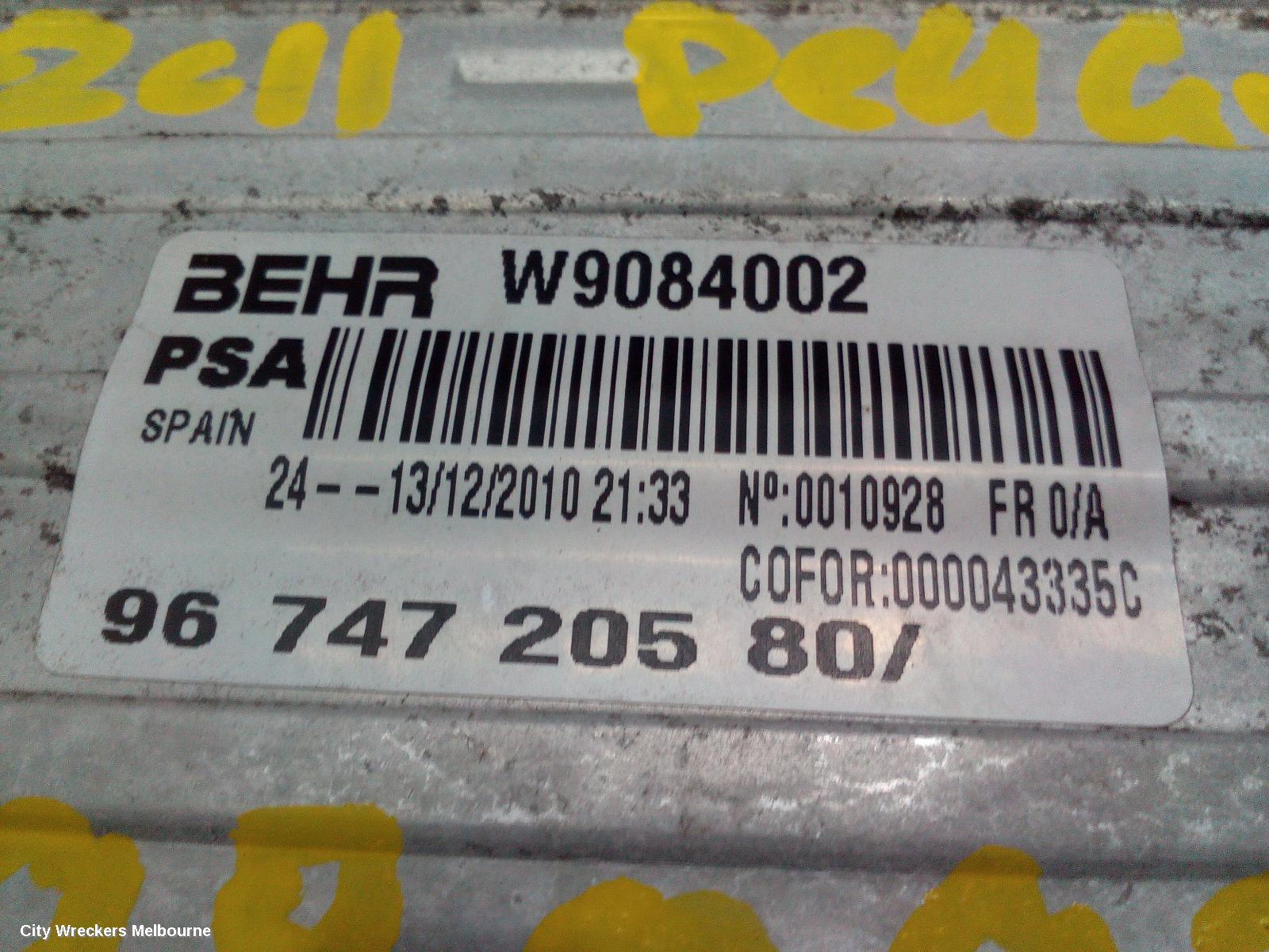PEUGEOT 308 INTERCOOLER, DIESEL, 2.0, RHH CODE, T7, 09/2007 - 01/2014 - Image 1