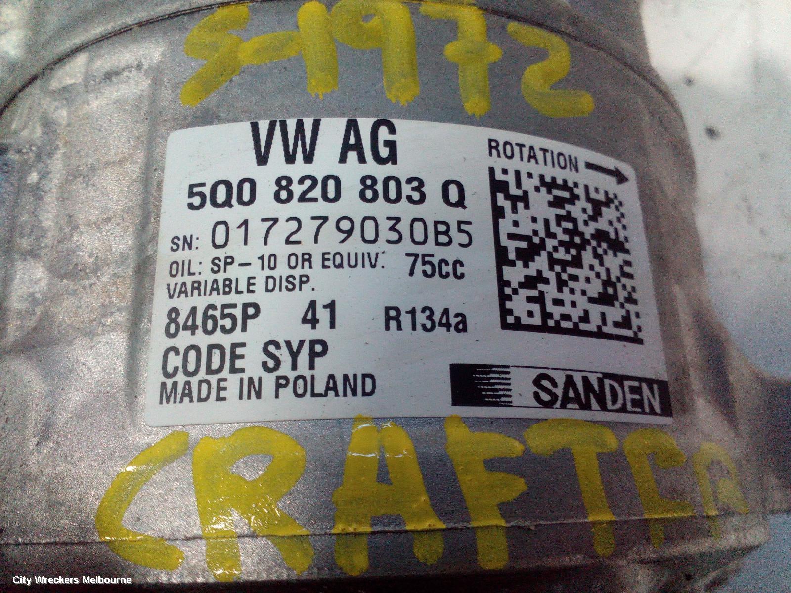 VOLKSWAGEN CRAFTER A/C COMPRESSOR, SY1, 2.0, DIESEL, SANDEN, 08/2017 ONWARDS - Image 2
