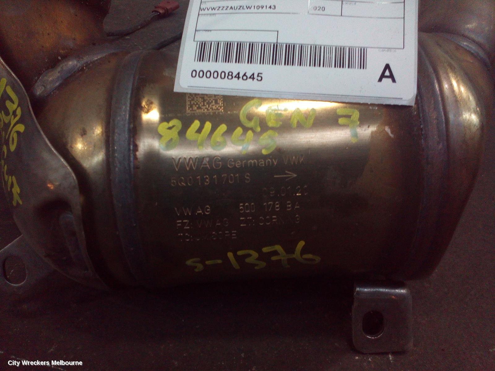 VOLKSWAGEN GOLF CATALYTIC CONVERTER, DOWNPIPE-CAT TYPE, 1.4, PETROL, CPTA/CXSA/CHPA/CMBA/CZCA/CZDA CODE, GEN 7, 03/2013 - 08/2020 - Image 1