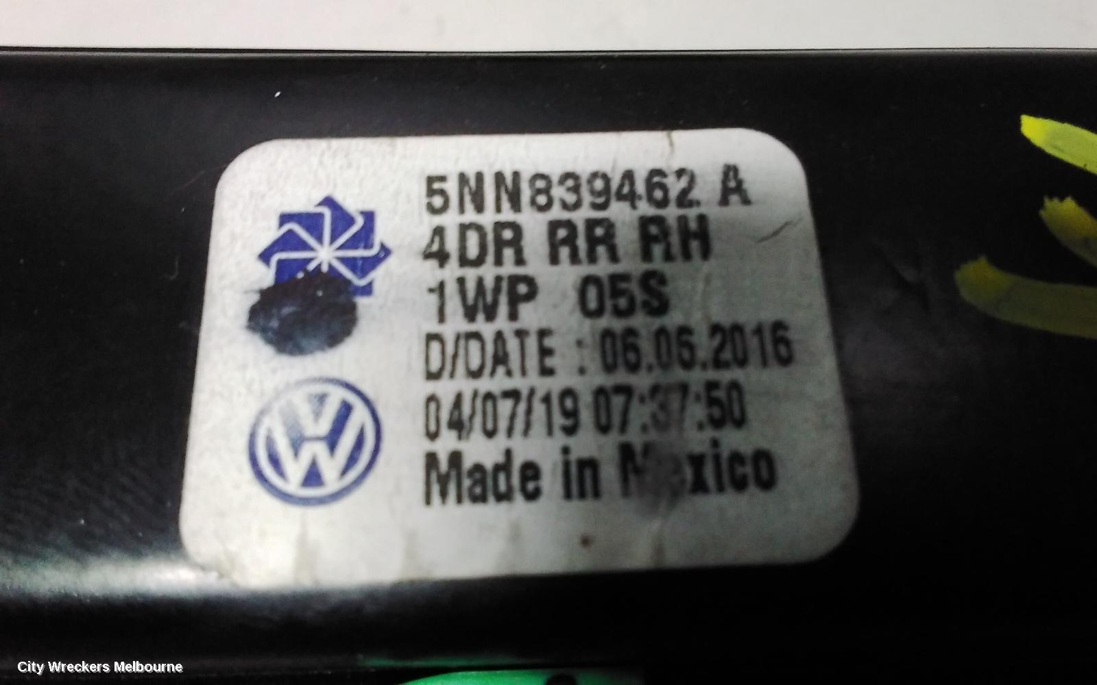 VOLKSWAGEN TIGUAN RIGHT REAR WND REG/MOTOR, DOOR REG ASSY (REG AND MOTOR), 5NA, 06/2016 ONWARDS, 5NA, 06/2016 ONWARDS - Image 2