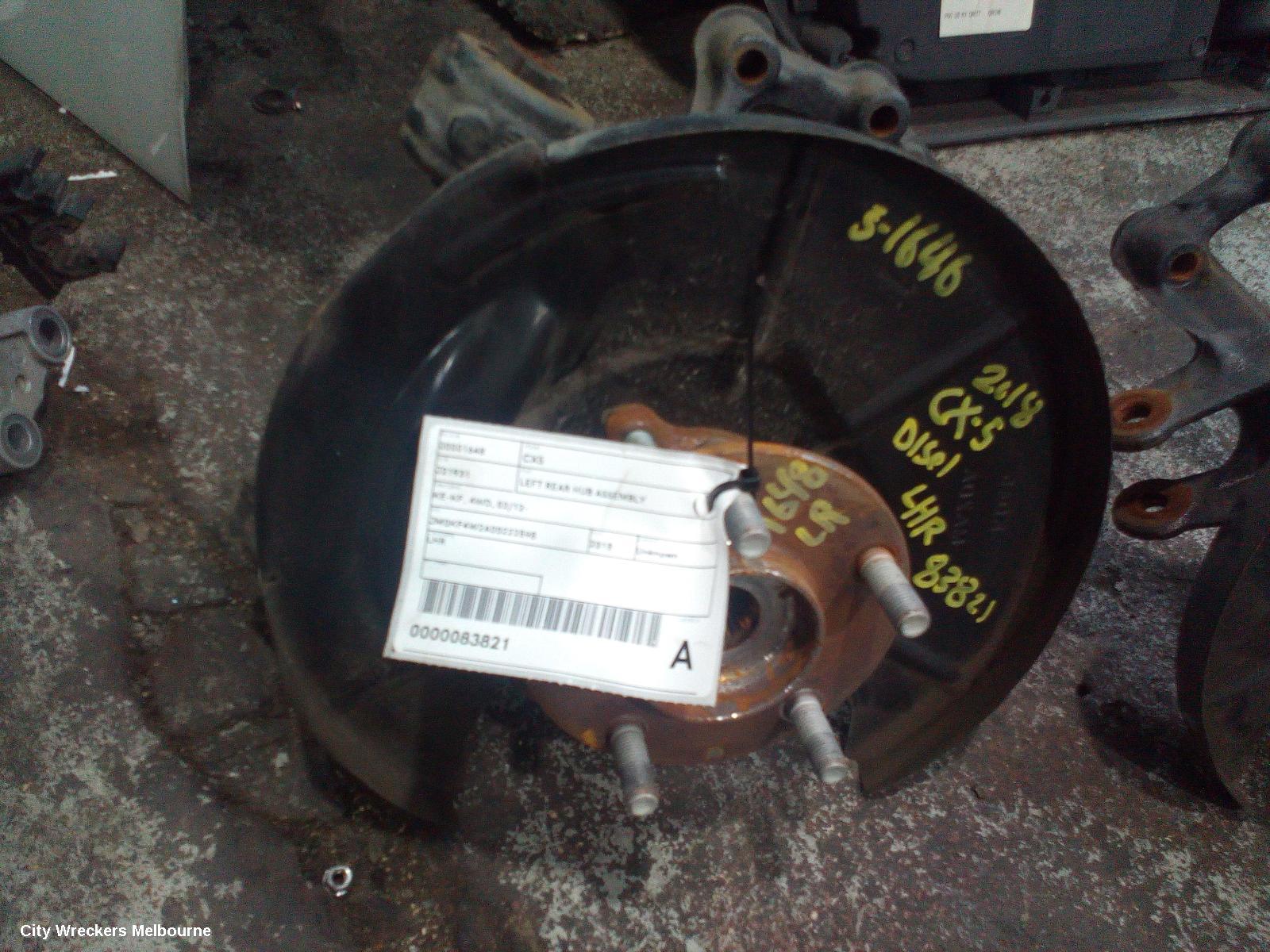 MAZDA CX5 LEFT REAR HUB ASSEMBLY, KE-KF, 4WD, BOLT TYPE SHOCK MOUNT, 02/2012 ONWARDS - Image 1