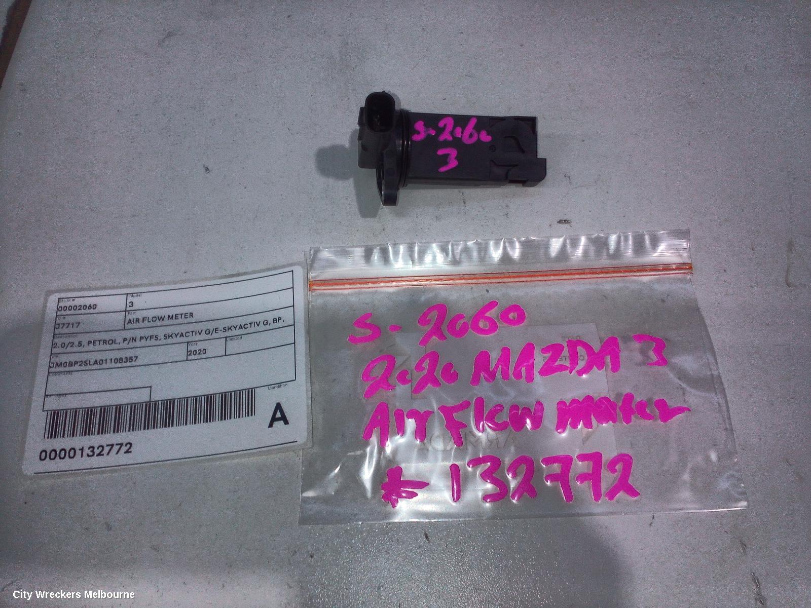 MAZDA 3 AIR FLOW METER, 2.0/2.5, PETROL, P/N PYFS, SKYACTIV G/E-SKYACTIV G, BP, 03/2019 ONWARDS - Image 1