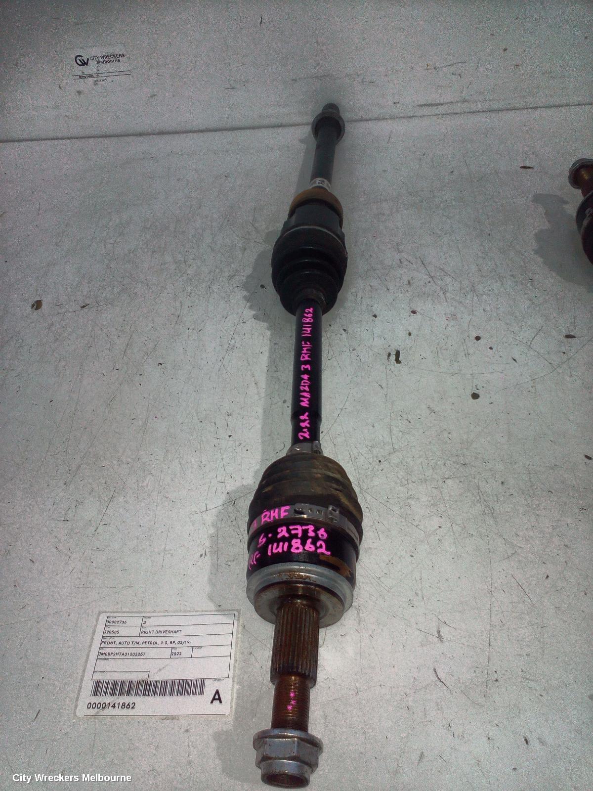 MAZDA 3 RIGHT DRIVESHAFT, FRONT, AUTO T/M, PETROL, 2.0, BP, 03/2019 ONWARDS - Image 1