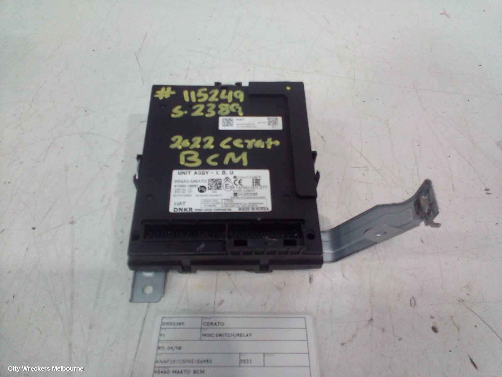 KIA CERATO, BD, 04/2018 - 09/2024, 954A0-M6ATO  BCM  : 115249 - Image 1