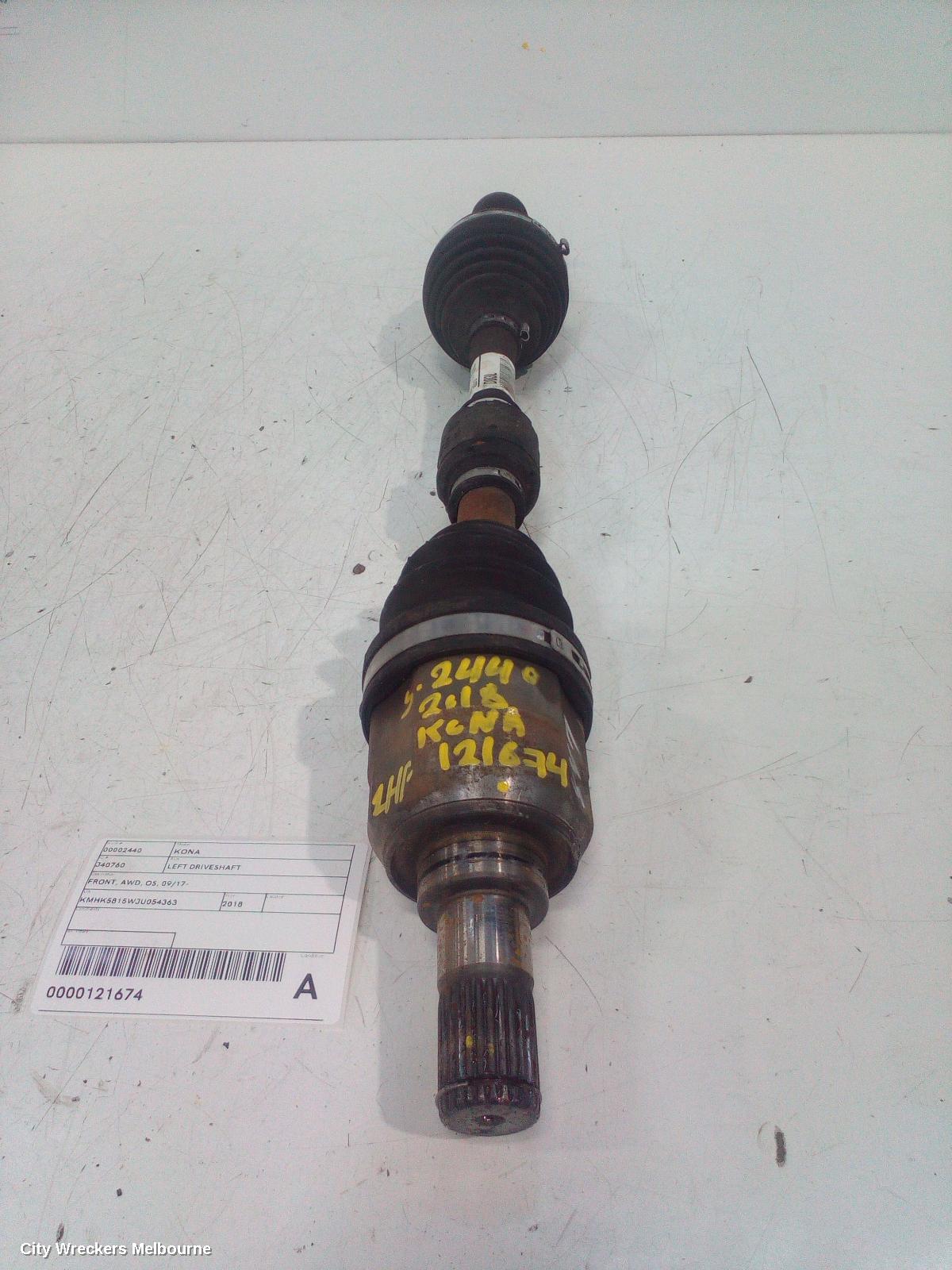 HYUNDAI KONA LEFT DRIVESHAFT, FRONT, AWD, OS, 09/2017 ONWARDS - Image 2
