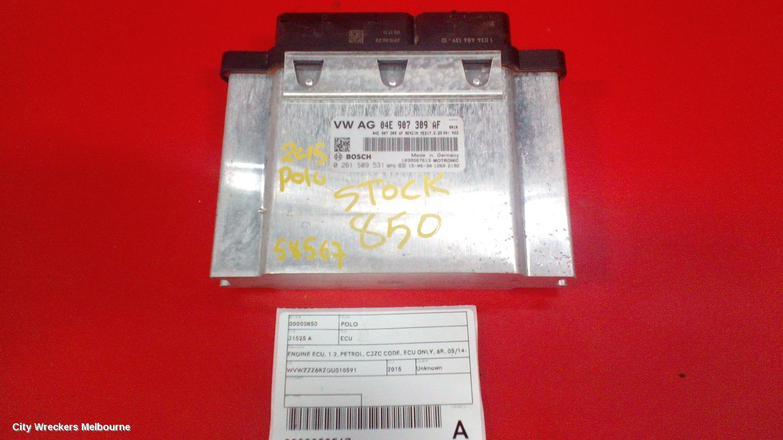 VOLKSWAGEN POLO ECU, ENGINE ECU, 1.2, PETROL, CJZC CODE, ECU ONLY, 6R, 05/2014 - 09/2017 - Image 2