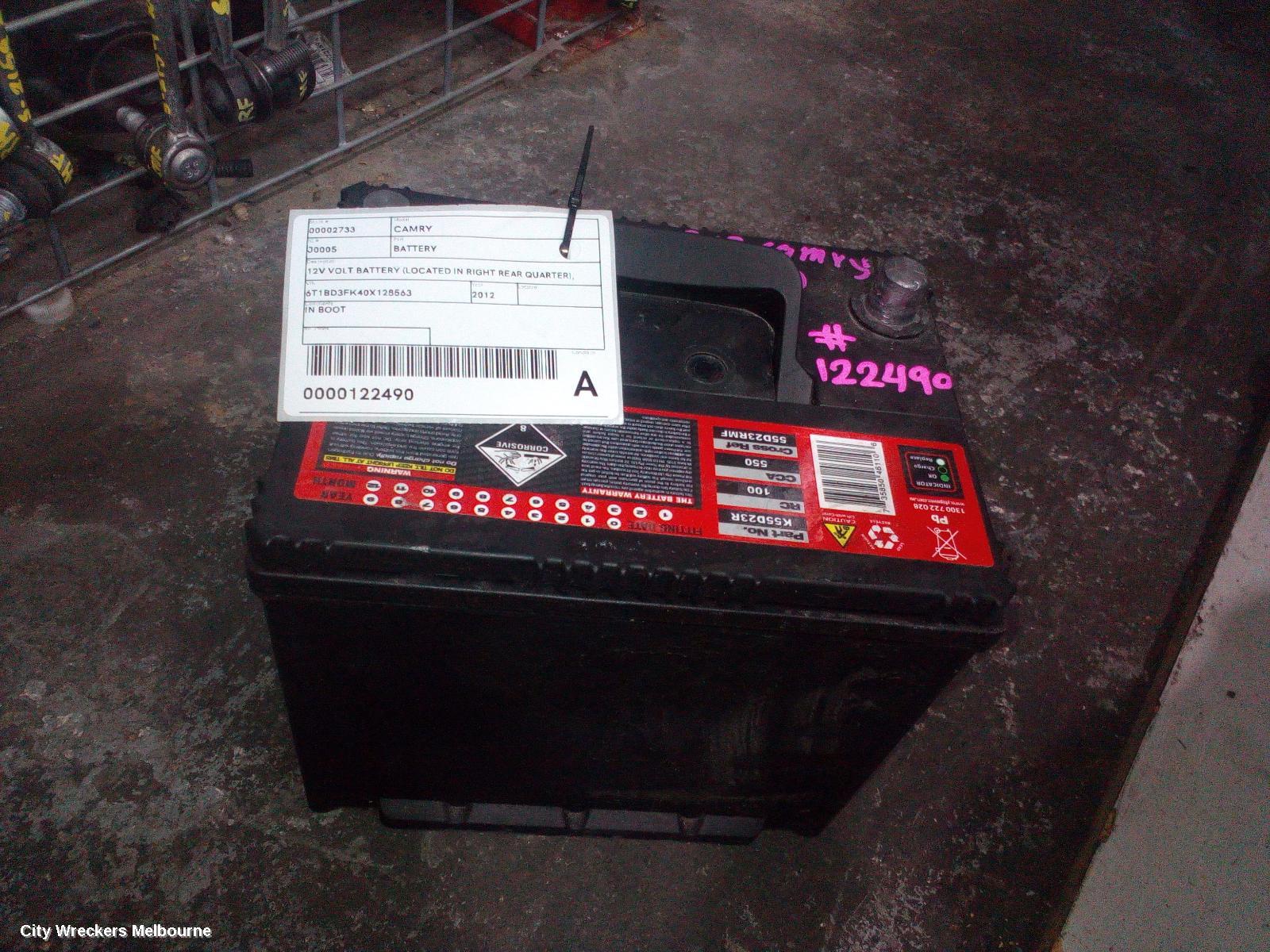 TOYOTA CAMRY BATTERY, 12V VOLT BATTERY (LOCATED IN RIGHT REAR QUARTER), ASV50/AVV50, 11/2011 - 10/2017 - Image 2
