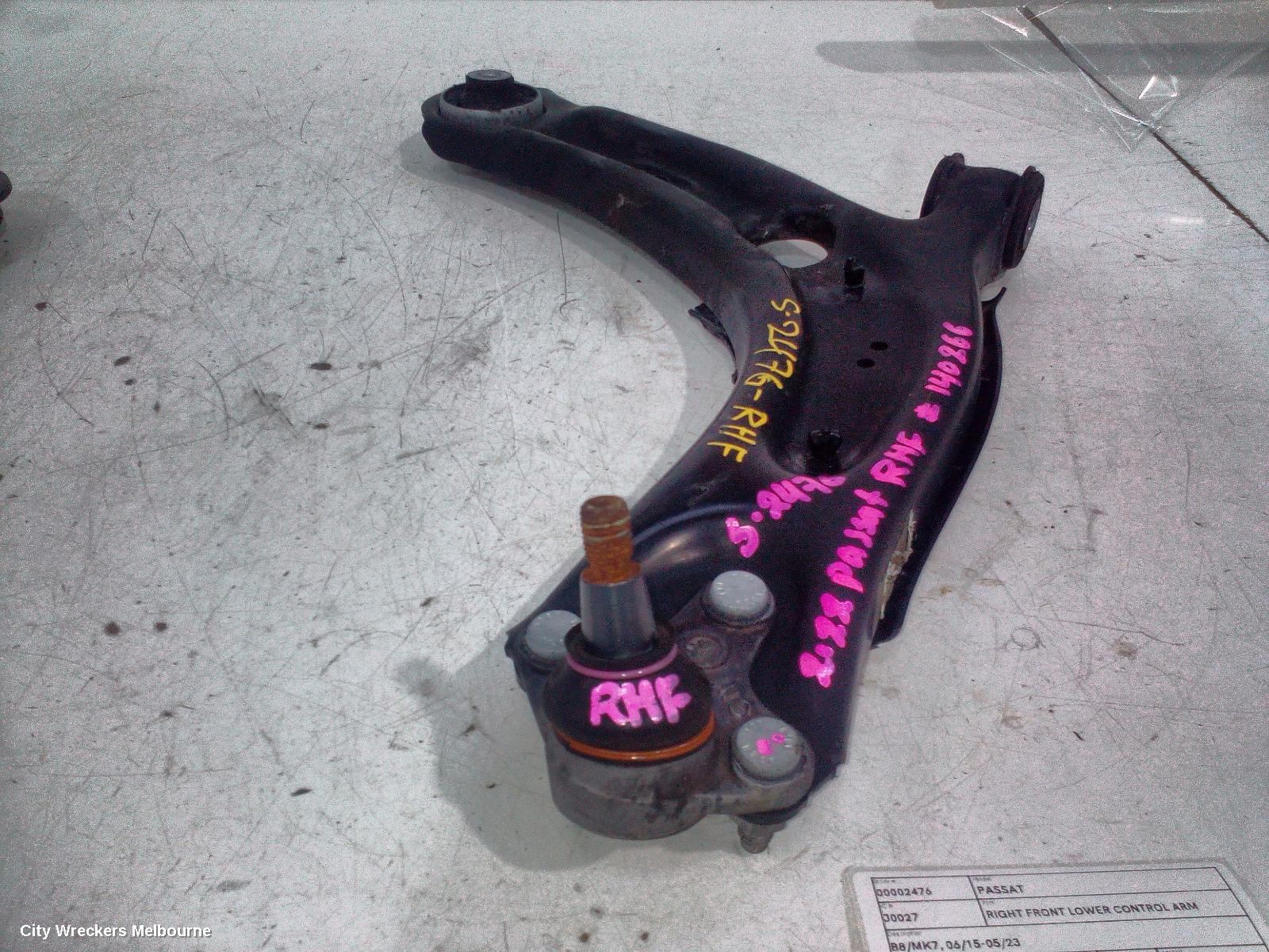 VOLKSWAGEN PASSAT RIGHT FRONT LOWER CONTROL ARM, B8/MK7, 06/2015 - 05/2023 - Image 1