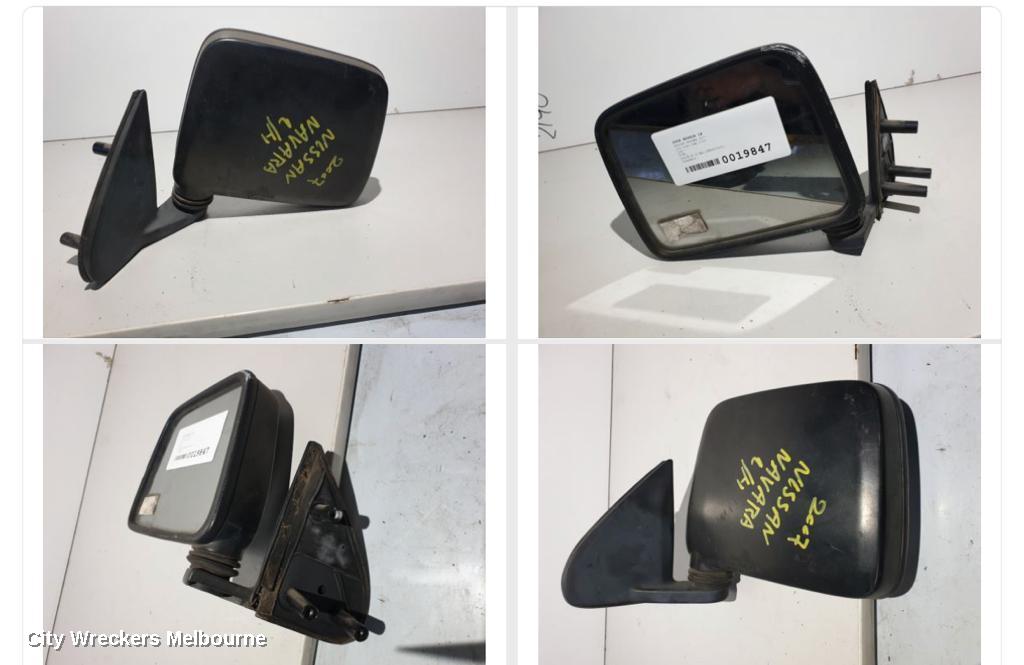 NISSAN NAVARA LEFT DOOR MIRROR, D22, MANUAL, TRAY BACK, LONG ARM TYPE, 04/1997 - 08/2015 - Image 1