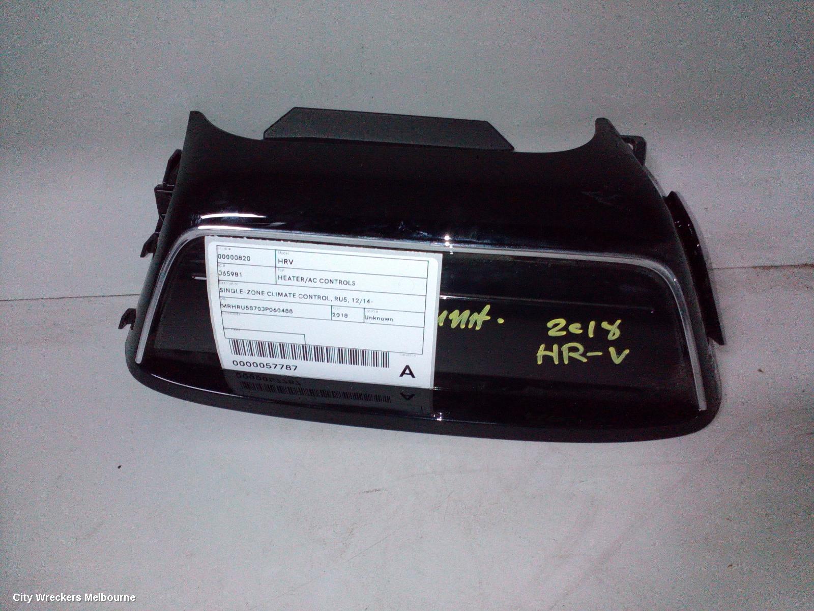 HONDA HRV HEATER/AC CONTROLS, SINGLE-ZONE CLIMATE CONTROL (1 PLUG), NON SEAT HEATING TYPE, VTI/VTI-S, RU5, 12/2014 - 10/2021 - Image 2