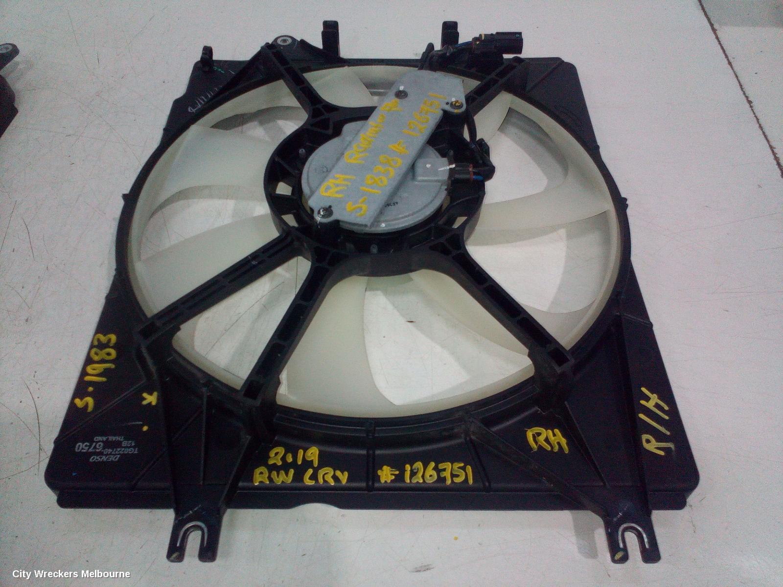 HONDA CRV FAN, RADIATOR FAN (RH SIDE), 5 BLADES, RW, 05/2017 ONWARDS - Image 1