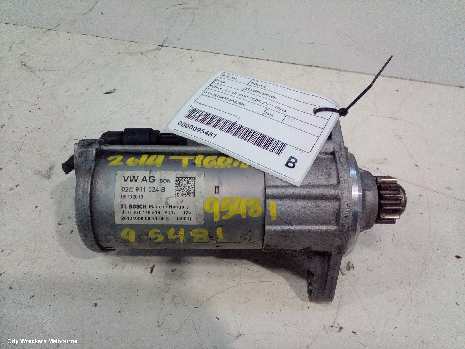 VOLKSWAGEN TIGUAN STARTER, PETROL, 1.4, 5N, CTHD CODE, 07/2011 - 08/2016 - Image 3