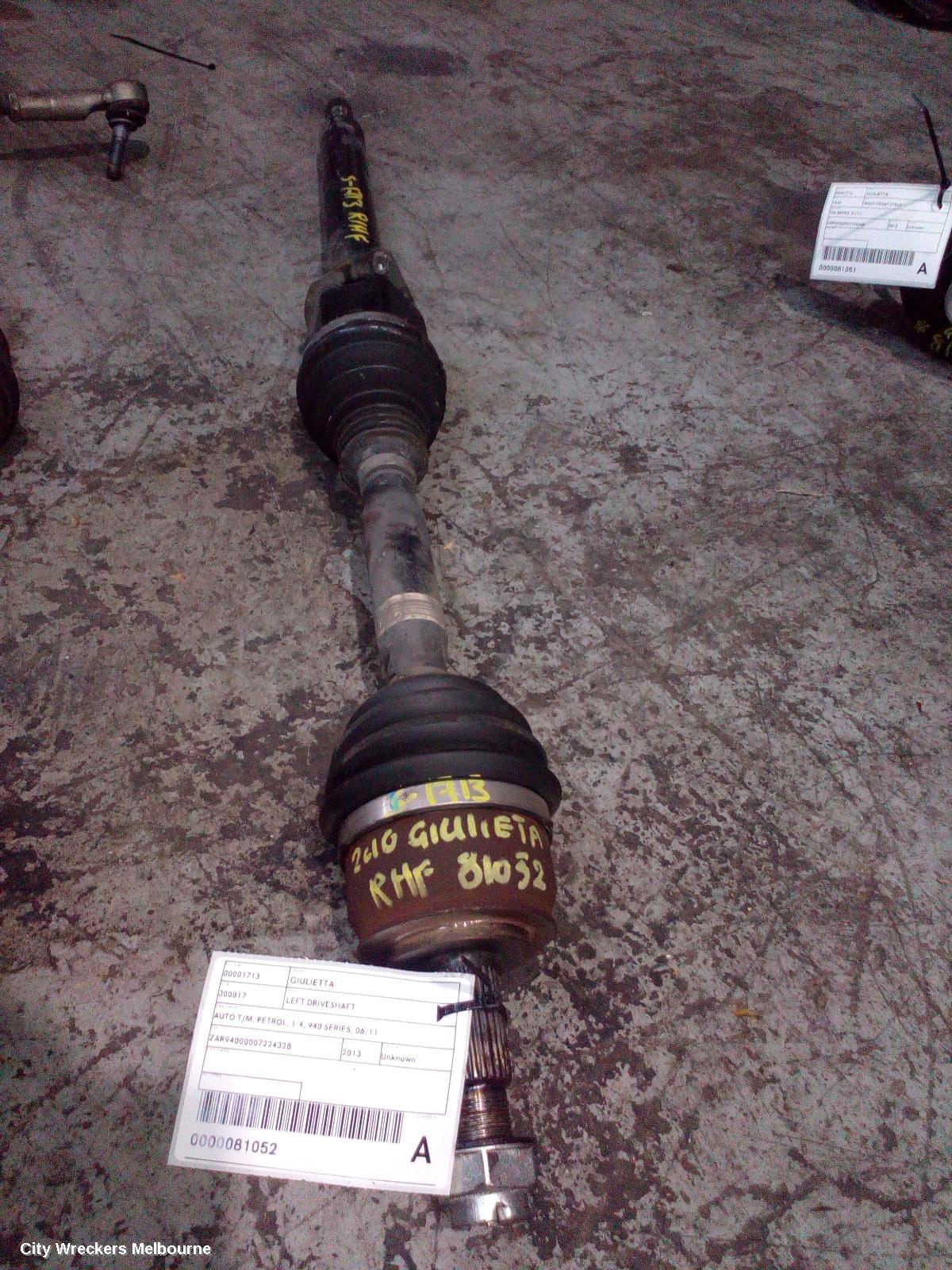 ALFA ROMEO GIULIETTA LEFT DRIVESHAFT, AUTO T/M, PETROL, 1.4, 940 SERIES, 06/2011 ONWARDS - Image 1