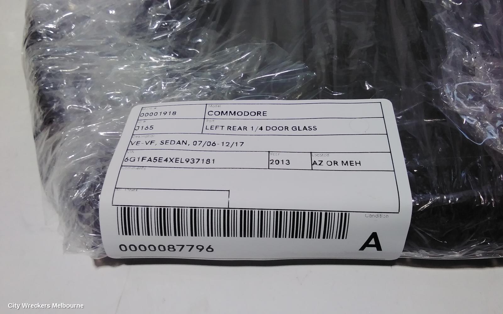 HOLDEN COMMODORE LEFT REAR 1/4 DOOR GLASS, VE-VF, SEDAN, 07/2006 - 12/2017 - Image 3