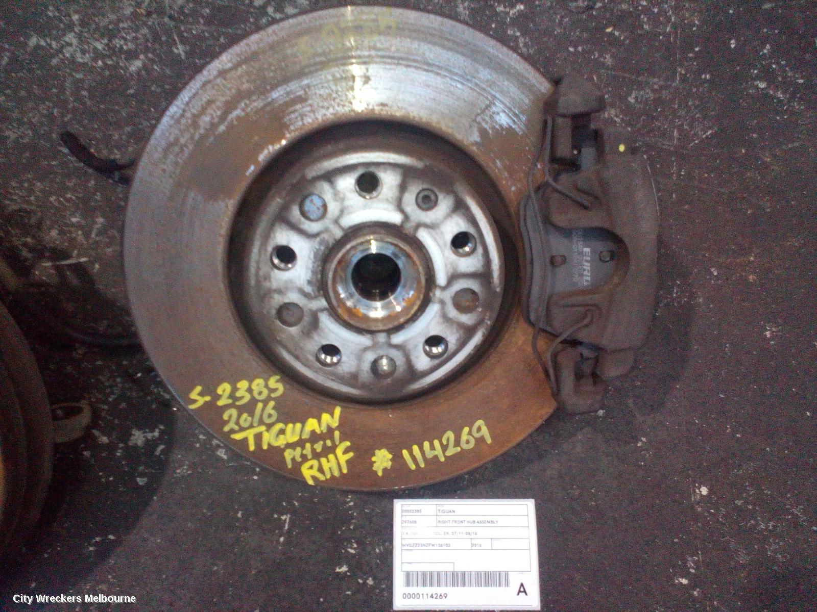VOLKSWAGEN TIGUAN RIGHT FRONT HUB ASSEMBLY, 1.4, TURBO PETROL, 5N, 07/2011 - 08/2016 - Image 2