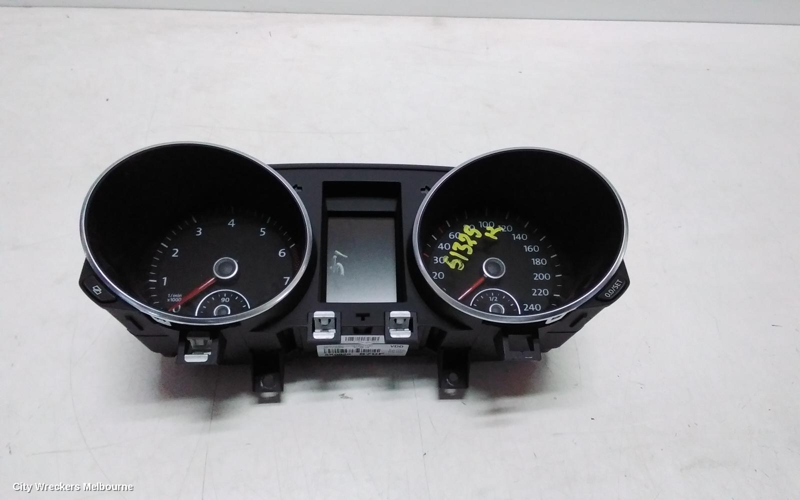 VOLKSWAGEN GOLF INSTRUMENT CLUSTER, INSTRUMENT CLUSTER, AUTO T/M, PETROL, TSI ENG, GEN 6, 10/2008 - 01/2016 - Image 1