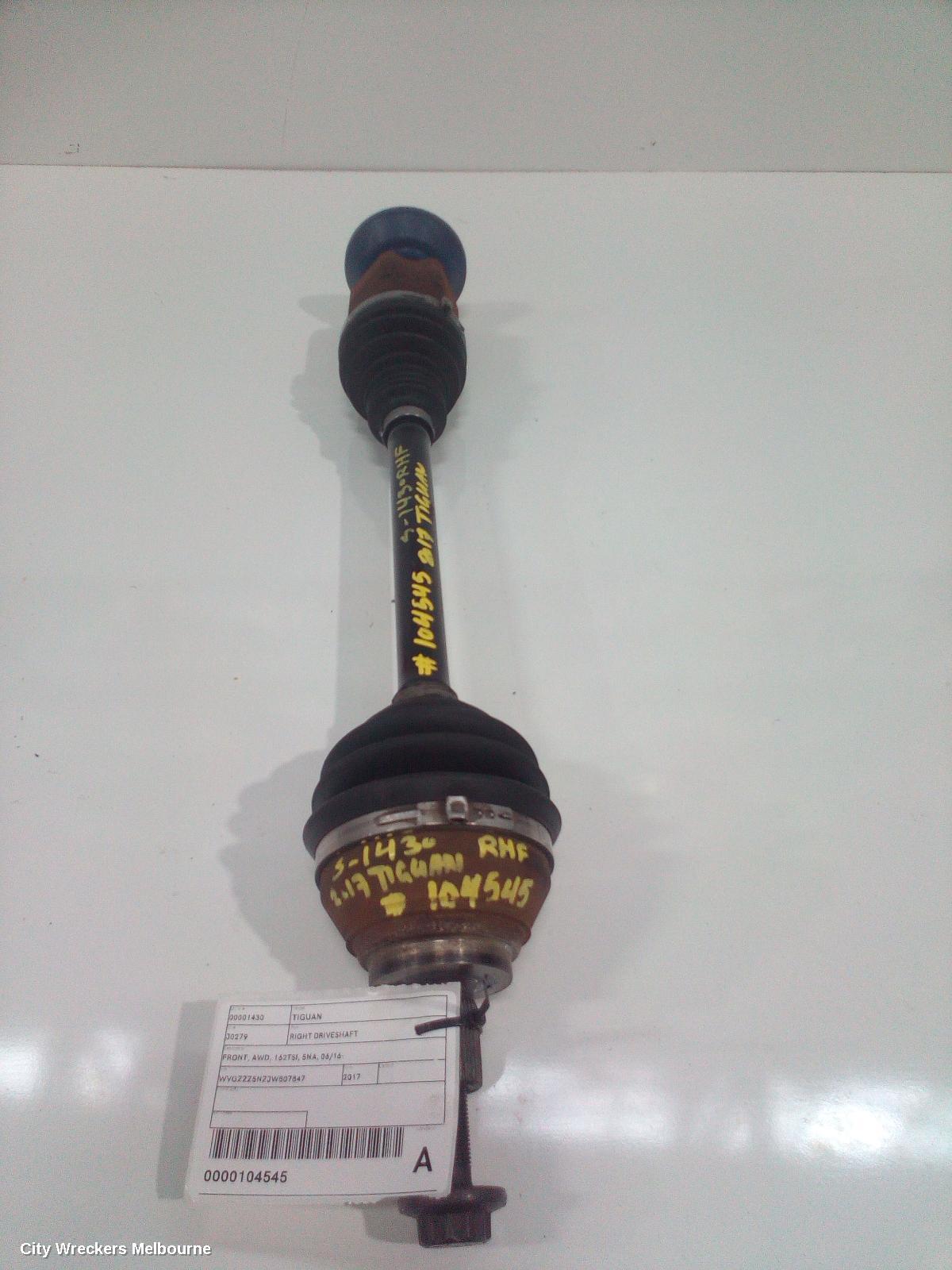 VOLKSWAGEN TIGUAN RIGHT DRIVESHAFT, FRONT, AWD, 162TSI, 5NA, 06/2016 ONWARDS - Image 2