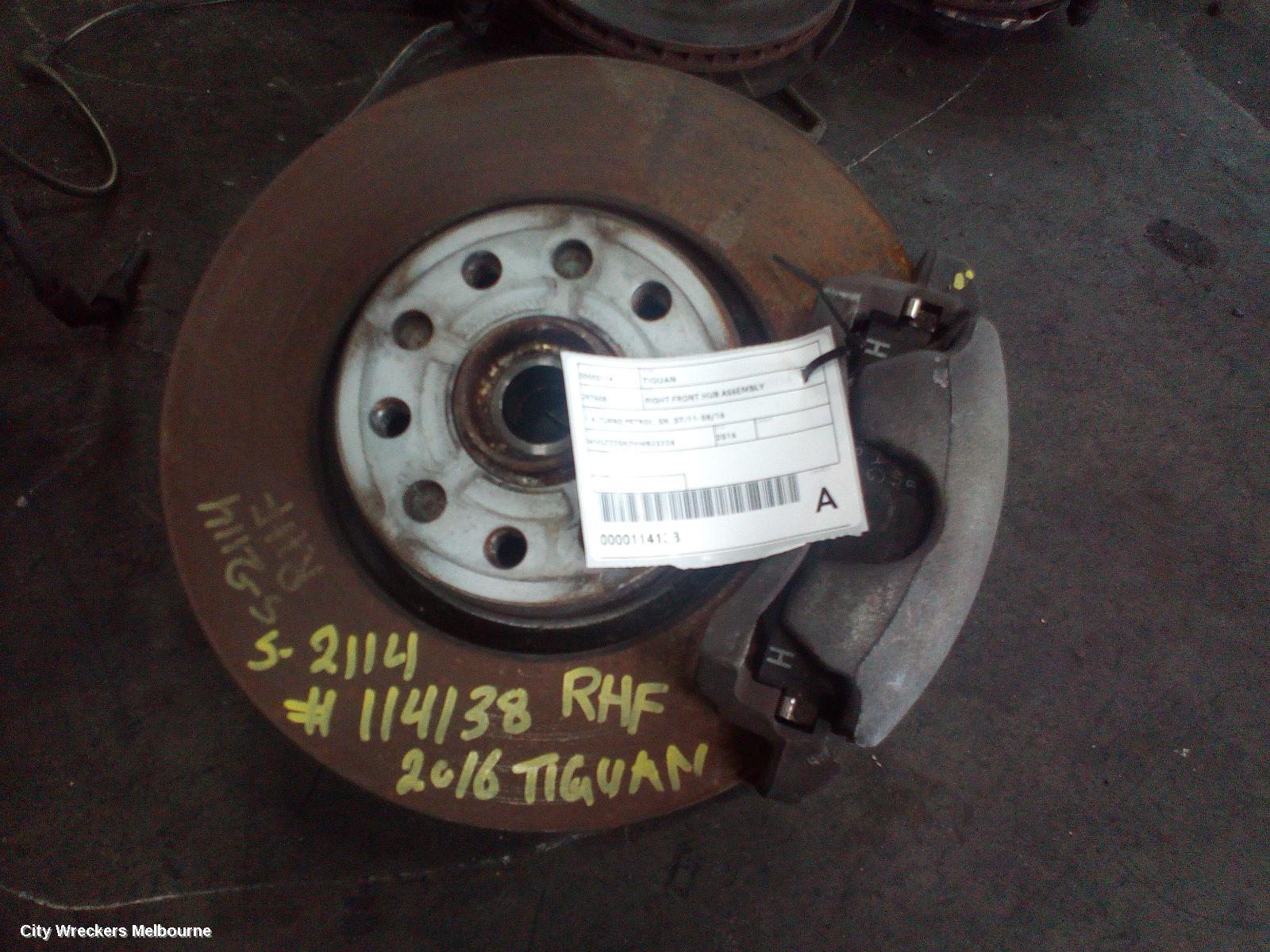 VOLKSWAGEN TIGUAN RIGHT FRONT HUB ASSEMBLY, 1.4, TURBO PETROL, 5N, 07/2011 - 08/2016 - Image 2