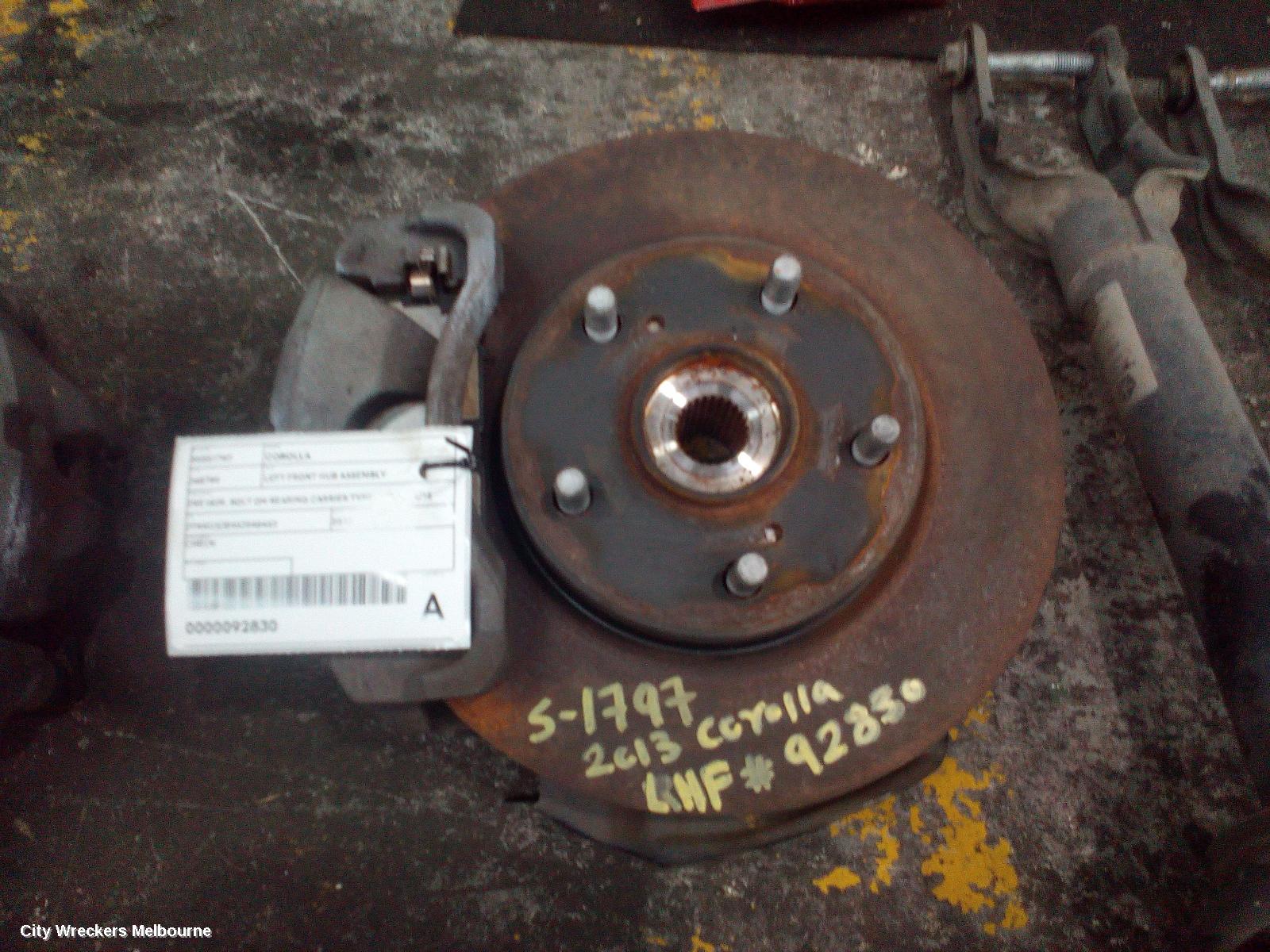 TOYOTA COROLLA LEFT FRONT HUB ASSEMBLY, ZRE182R, BOLT ON BEARING CARRIER TYPE, 10/2012 - 06/2018 - Image 1