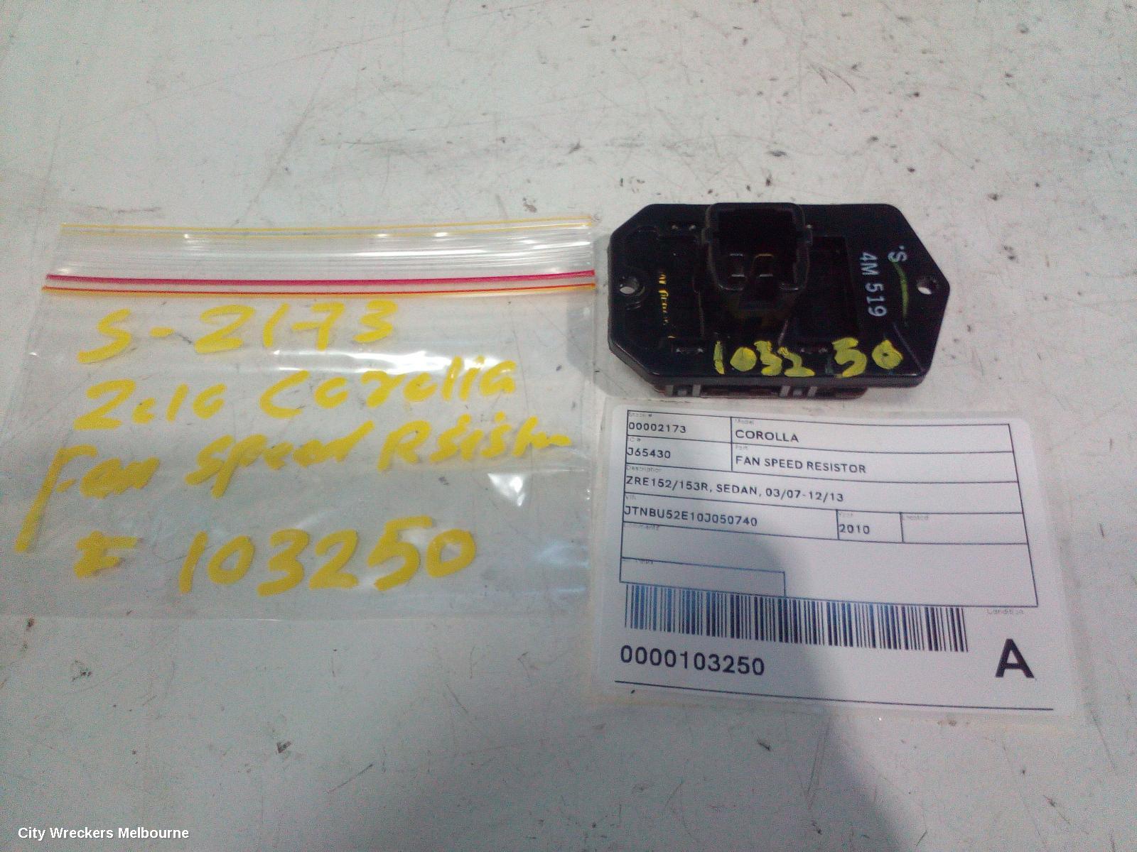 TOYOTA COROLLA FAN SPEED RESISTOR, ZRE152/20153R, SEDAN, 03/2007 - 12/2013 - Image 2