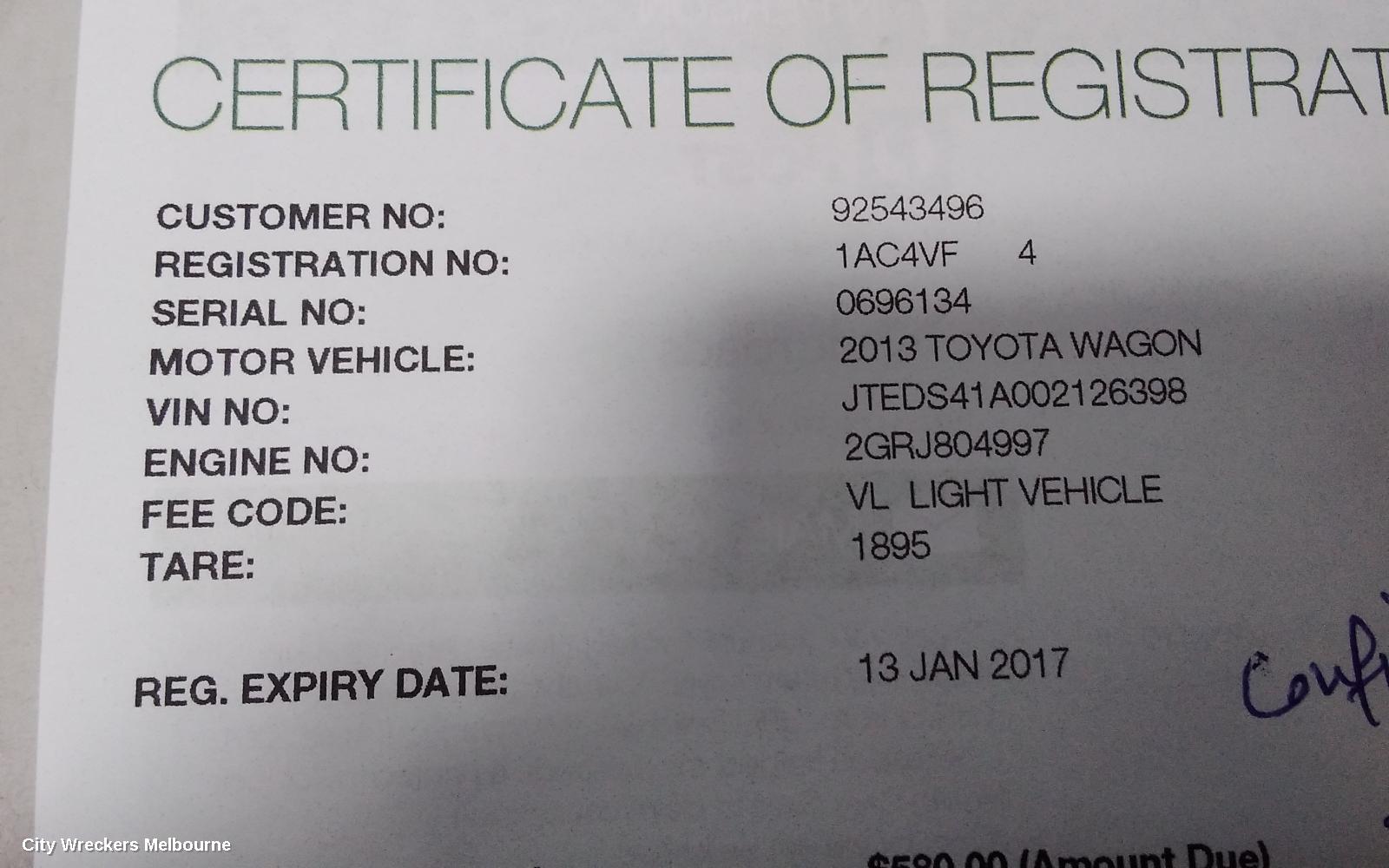 TOYOTA KLUGER OWNERS HANDBOOK, GSU40-GSU45, 05/2007 - 02/2014 - Image 1