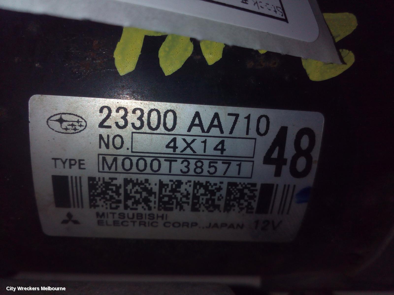 SUBARU WRX STARTER, PETROL, FA20, TURBO, AUTO, CVT, V1, 03/2014 - 10/2021 - Image 1