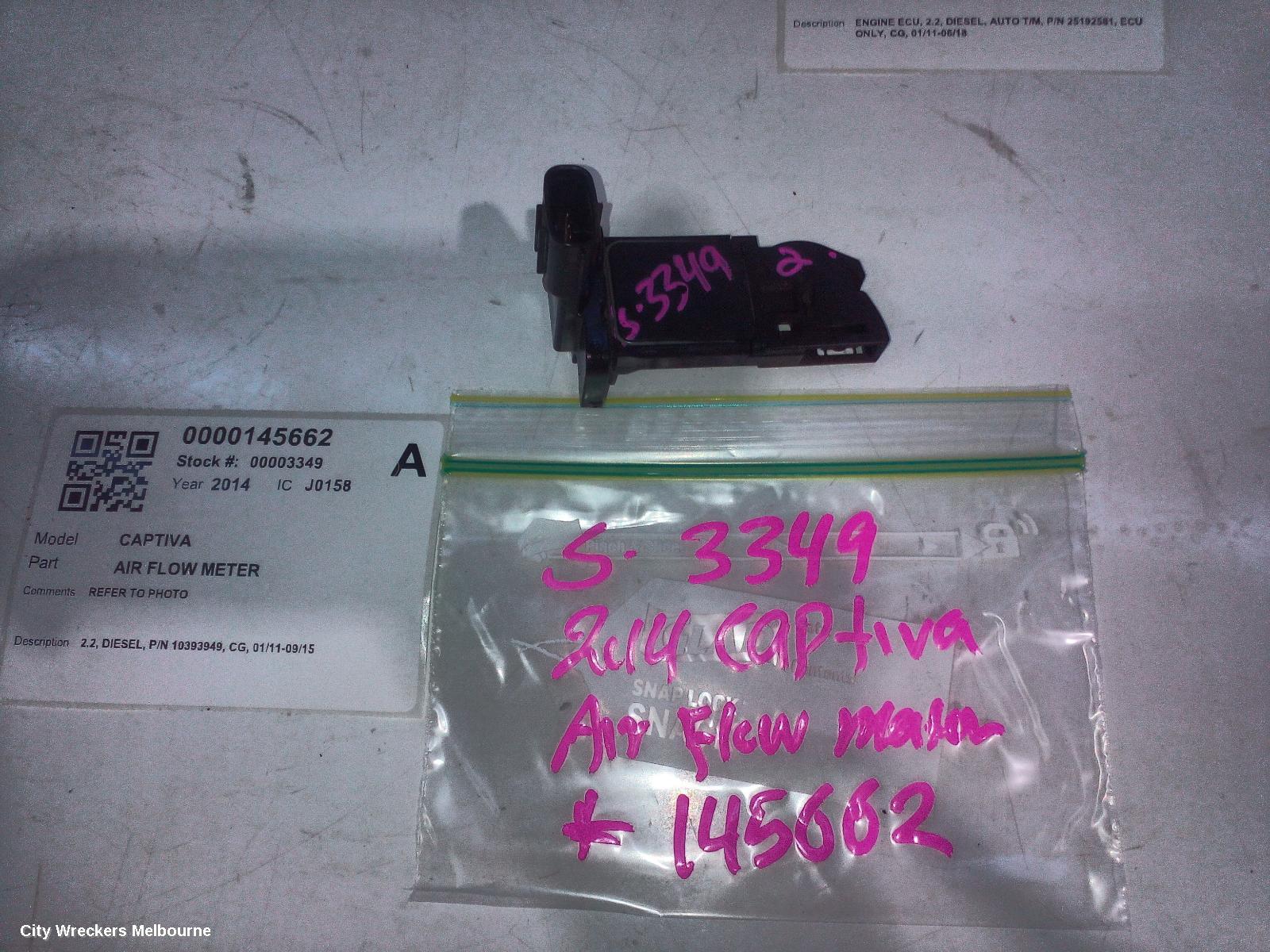 HOLDEN CAPTIVA AIR FLOW METER, 2.2, DIESEL, P/N 10393949, CG, 01/2011 - 09/2015 - Image 2