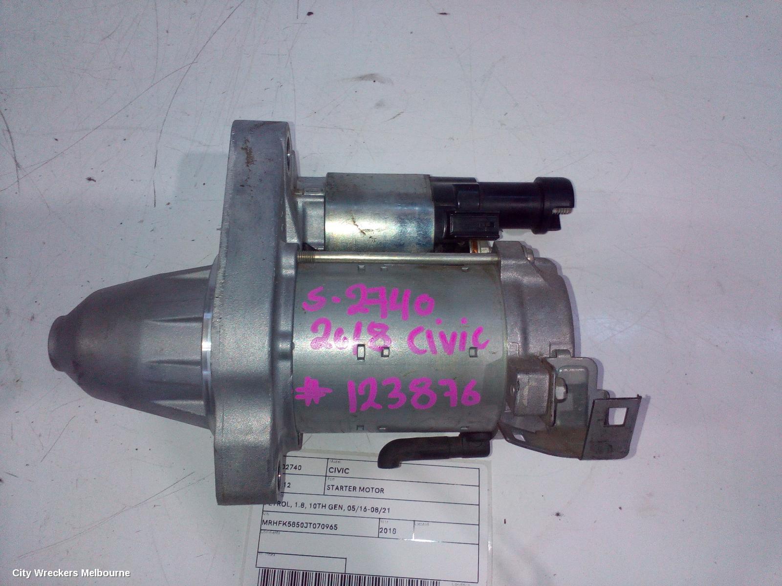 HONDA CIVIC STARTER, PETROL, 1.8, 10TH GEN, 05/2016 - 08/2021 - Image 2