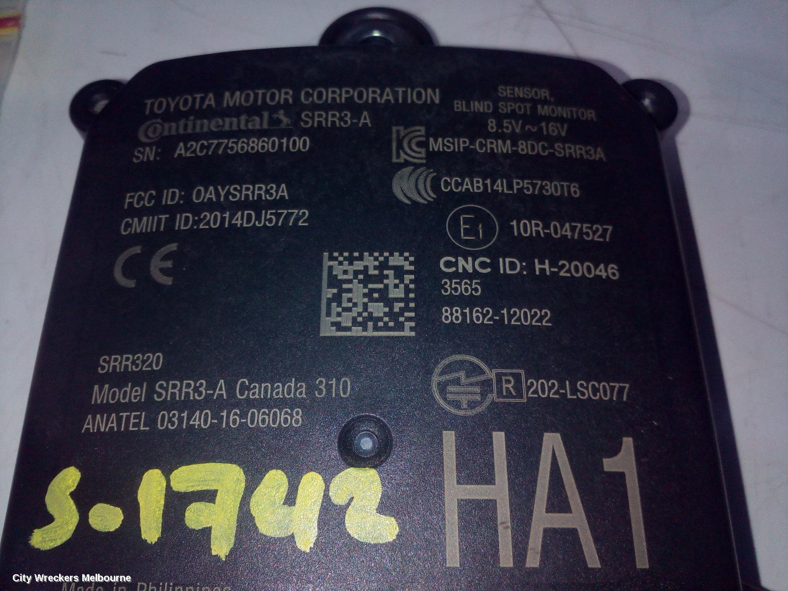 TOYOTA COROLLA, E210, 07/2018 ONWARDS, LHR BLIND SPOT MONITOR SENSOR MODULE  A2C7756860100: 106690 - Image 3