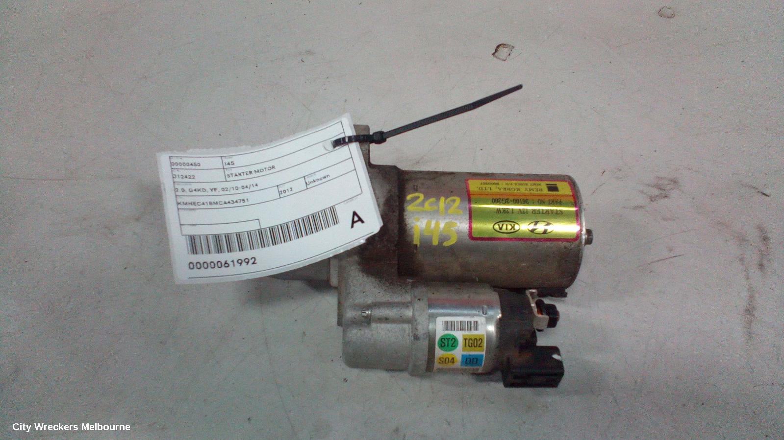 HYUNDAI I45 STARTER, PETROL, 2.0, G4KD, YF, 02/2010 - 04/2014 - Image 3