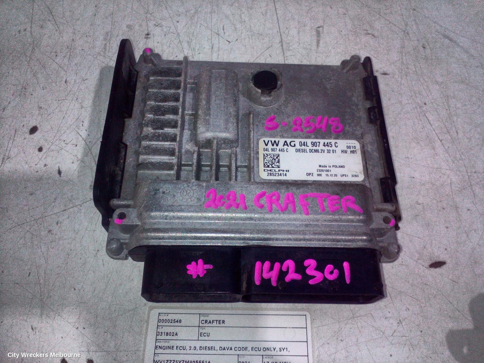 VOLKSWAGEN CRAFTER ECU, ENGINE ECU, 2.0, DIESEL, DAVA CODE, ECU ONLY, SY1, 08/2017 ONWARDS - Image 2
