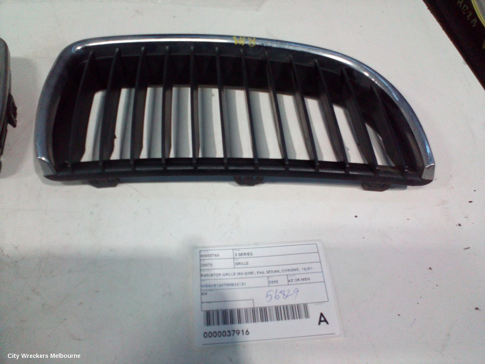 BMW 3 SERIES GRILLE, RADIATOR GRILLE (RH SIDE), E46, SEDAN, CHROME, 10/2001 - 01/2005 - Image 1