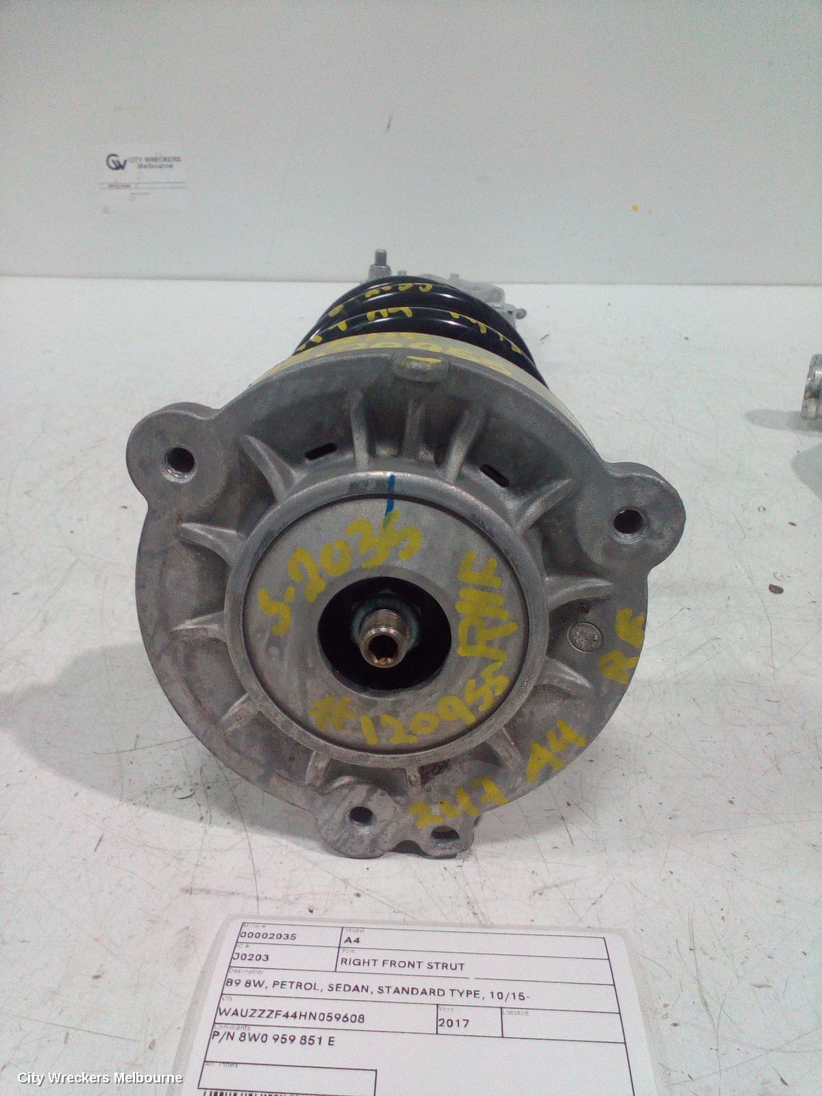 AUDI A4 RIGHT FRONT STRUT, B9 8W, PETROL, SEDAN, STANDARD TYPE, 10/2015 ONWARDS - Image 1