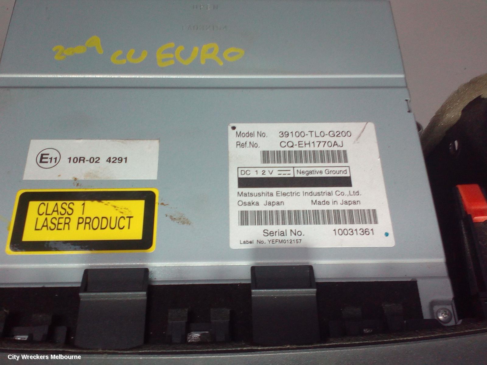 HONDA ACCORD RADIO/CD/DVD/SAT/TV, DISPLAY UNIT ONLY, NON SAT NAV TYPE, 8TH GEN, EURO (VIN JHMCU), 06/2008 - 12/2015 - Image 2