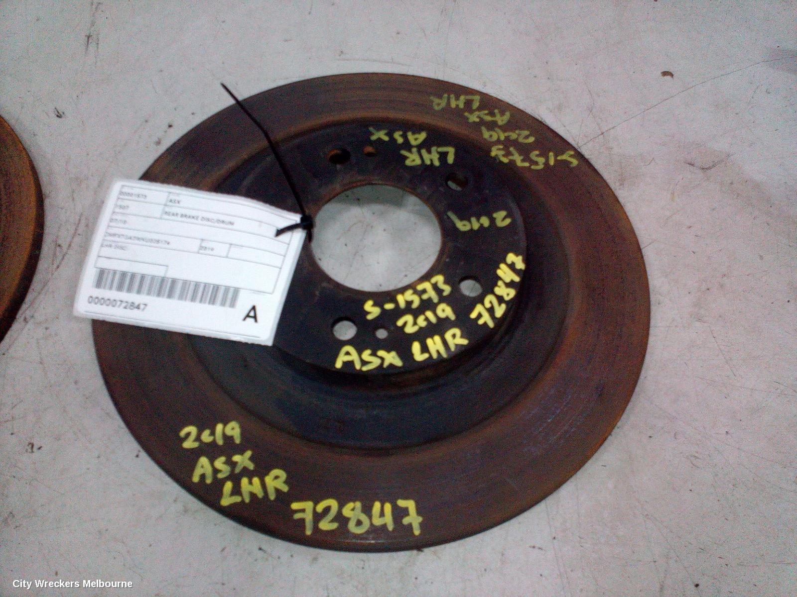 MITSUBISHI ASX REAR BRAKE DISC/DRUM, 05/2010 ONWARDS - Image 1