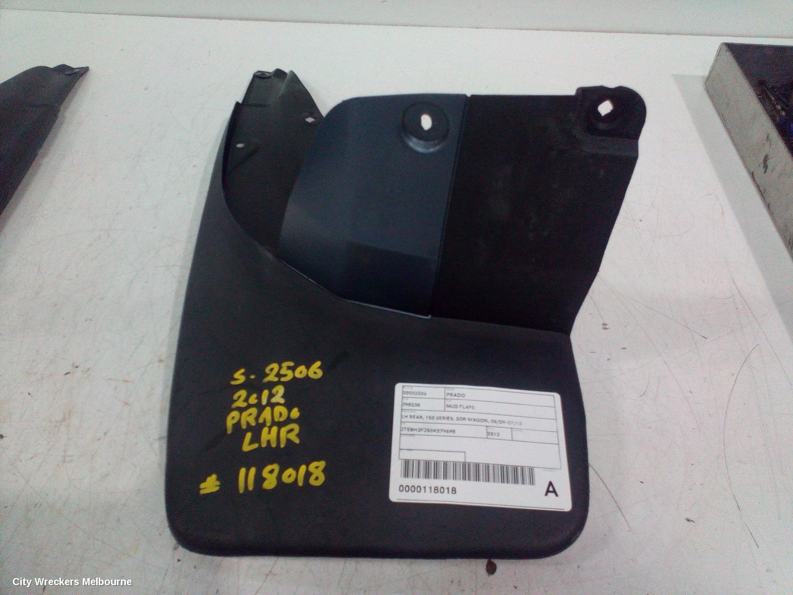 TOYOTA PRADO MUD FLAPS, LH REAR, 150 SERIES, 5DR WAGON, 08/2009 - 07/2013 - Image 1
