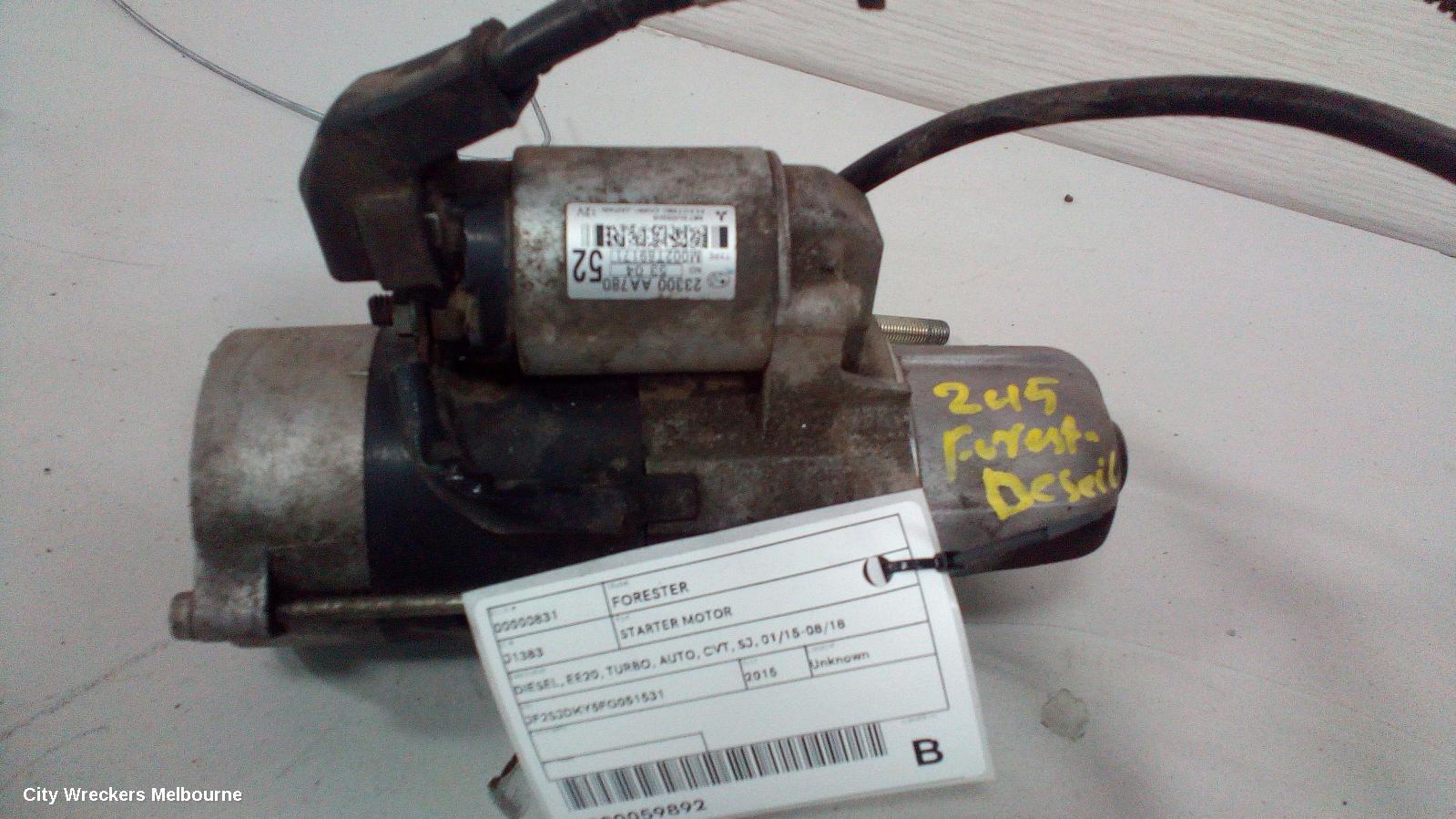 SUBARU FORESTER STARTER, DIESEL, EE20, TURBO, AUTO, CVT, SJ, 01/2015 - 08/2018 - Image 3
