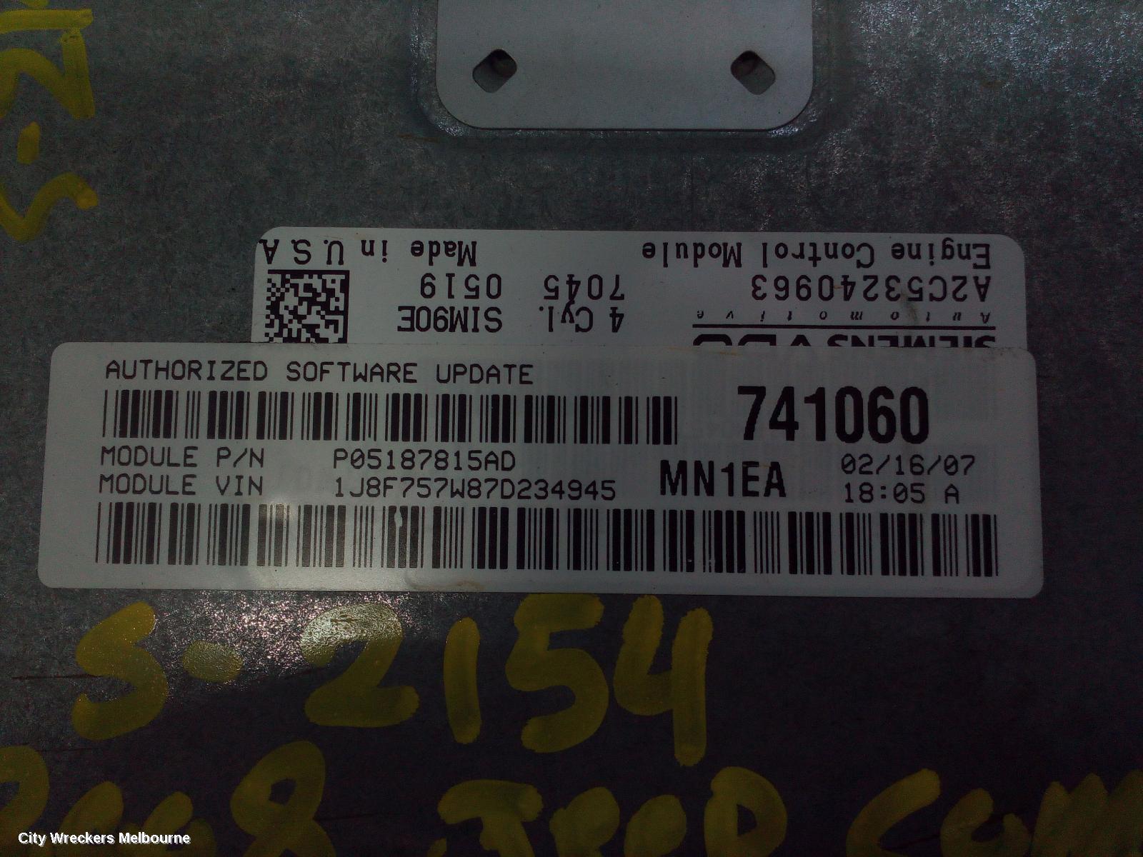 JEEP COMPASS ECU, ENGINE ECU, 2.4, PETROL, MANUAL T/M, MK, 03/2007 - 03/2010 - Image 2