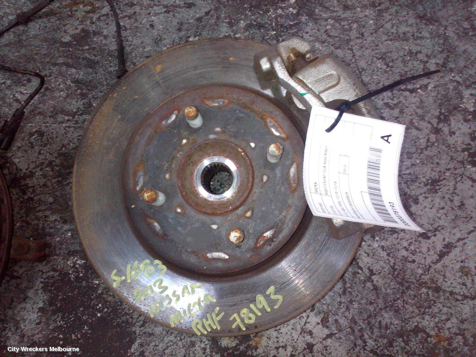 NISSAN MICRA RIGHT FRONT HUB ASSEMBLY, K13, ABS TYPE, 11/2010 - 12/2016 - Image 1