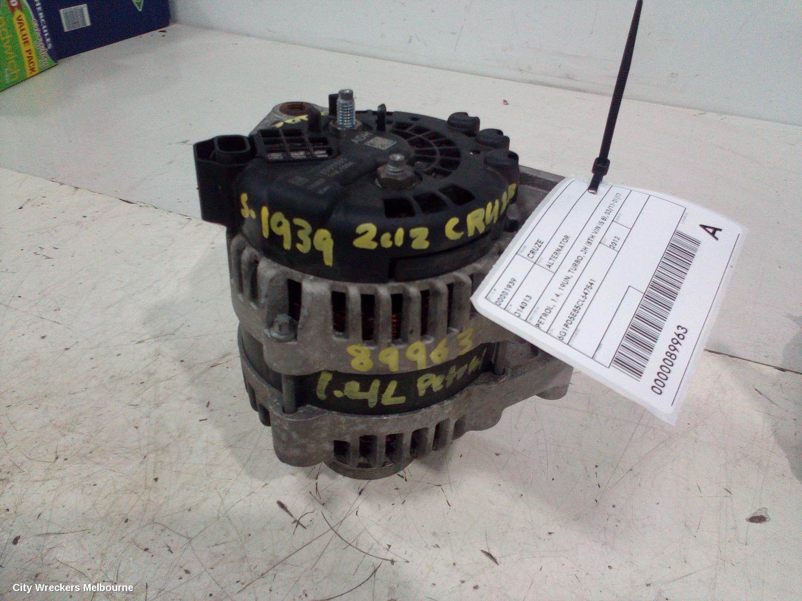 HOLDEN CRUZE ALTERNATOR, PETROL, 1.4, 19UN, TURBO, JH (8TH VIN IS 8), 03/2011 - 01/2017 - Image 2