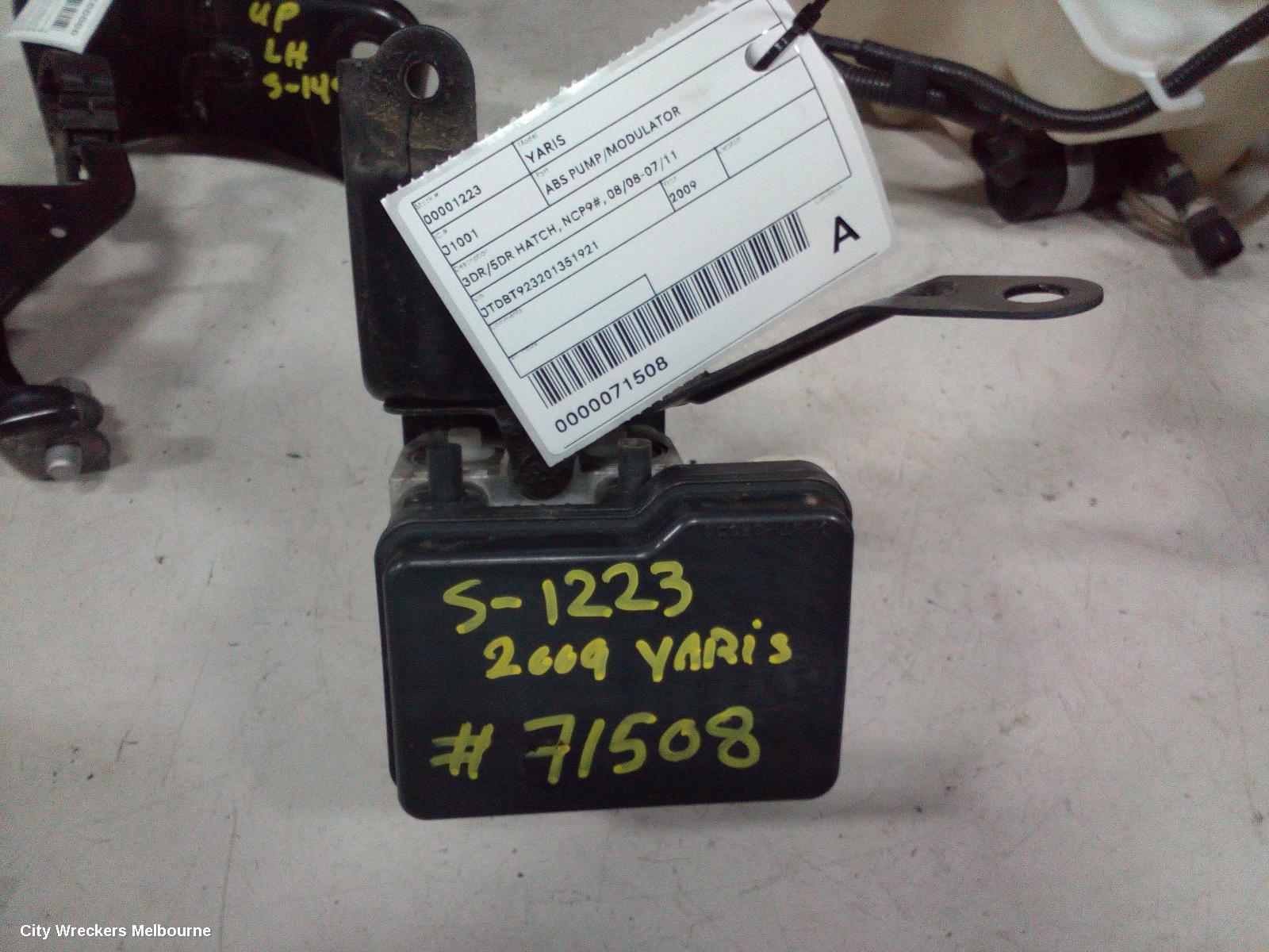 TOYOTA YARIS ABS PUMP/MODULATOR, 3DR/5DR HATCH, NCP9#, 08/2008 - 07/2011 - Image 1
