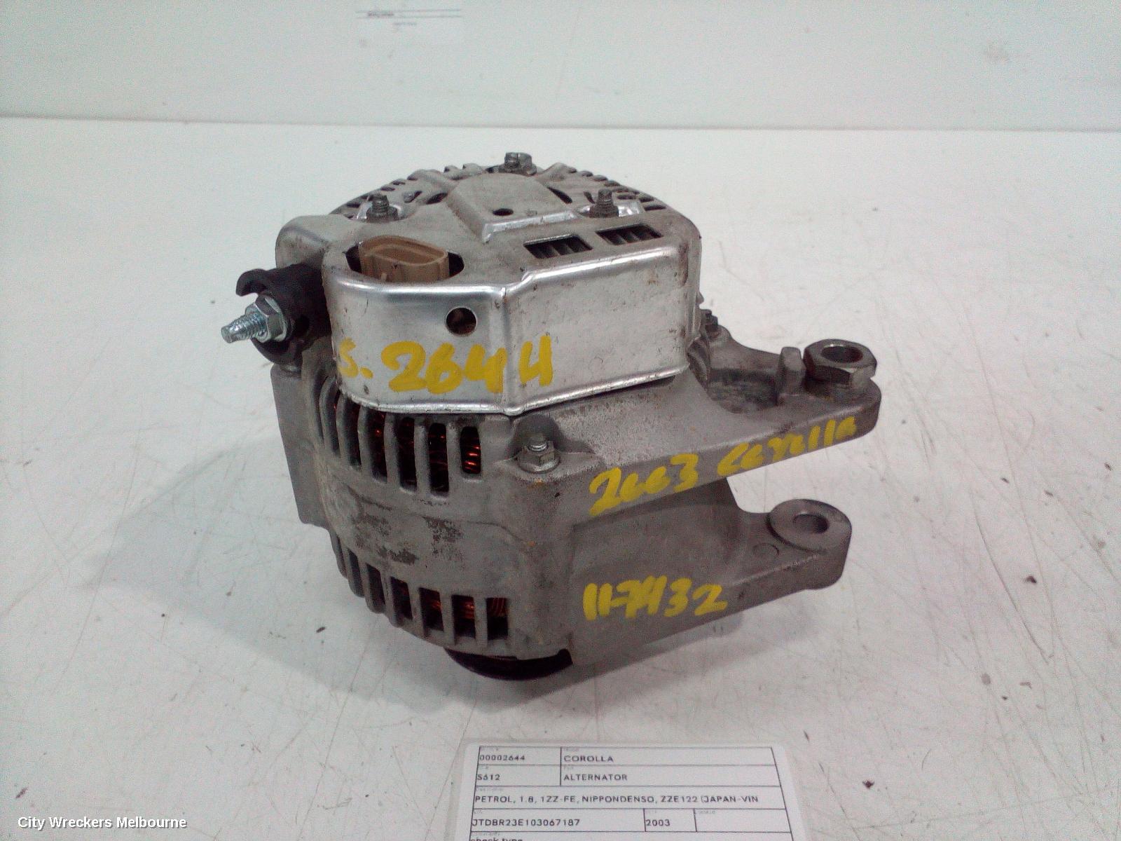 TOYOTA COROLLA ALTERNATOR, PETROL, 1.8, 1ZZ-FE, NIPPONDENSO, ZZE122 (JAPAN-VIN JTD), 12/2001 - 06/2007 - Image 1