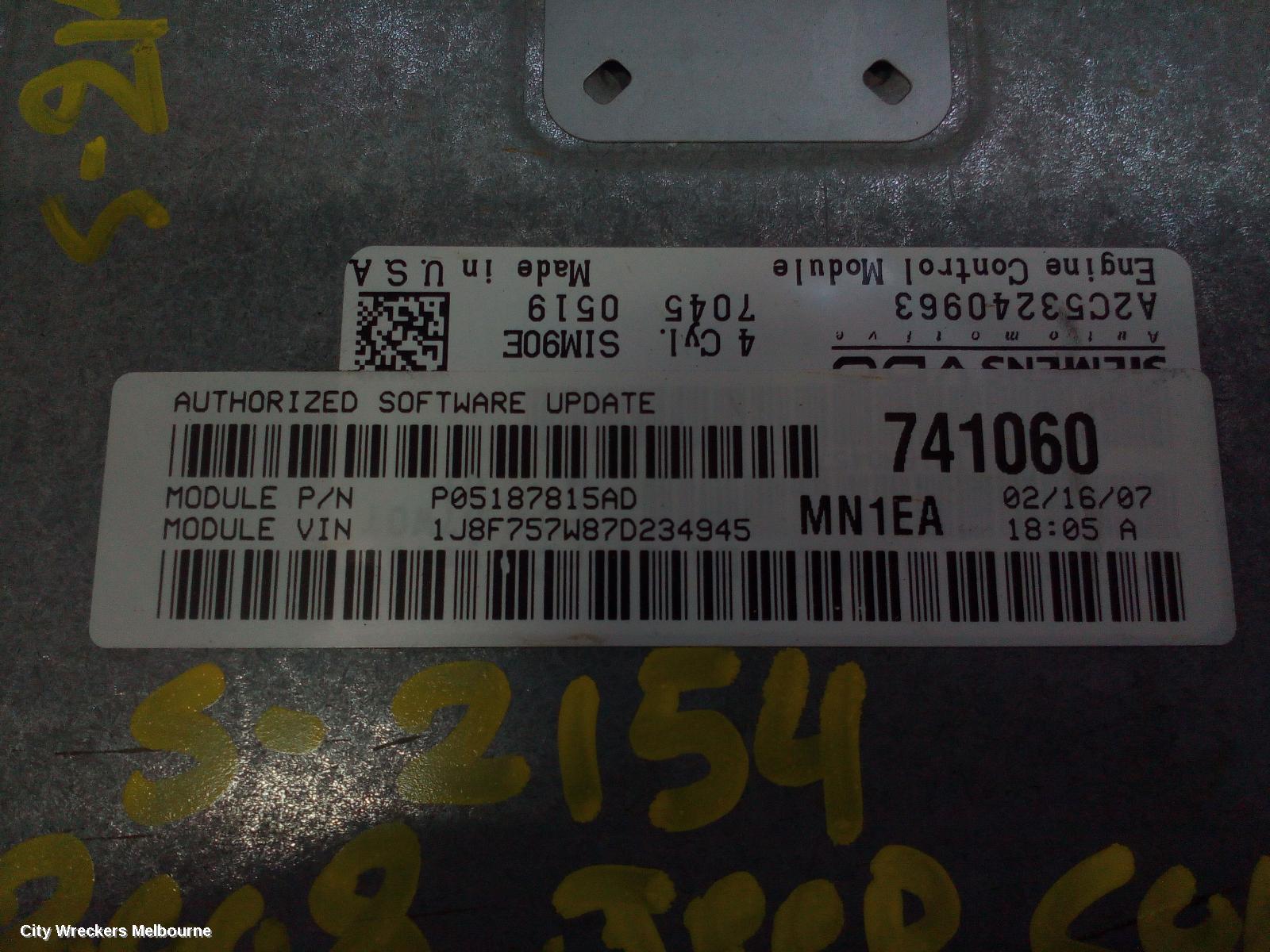 JEEP COMPASS ECU, ENGINE ECU, 2.4, PETROL, MANUAL T/M, MK, 03/2007 - 03/2010 - Image 1