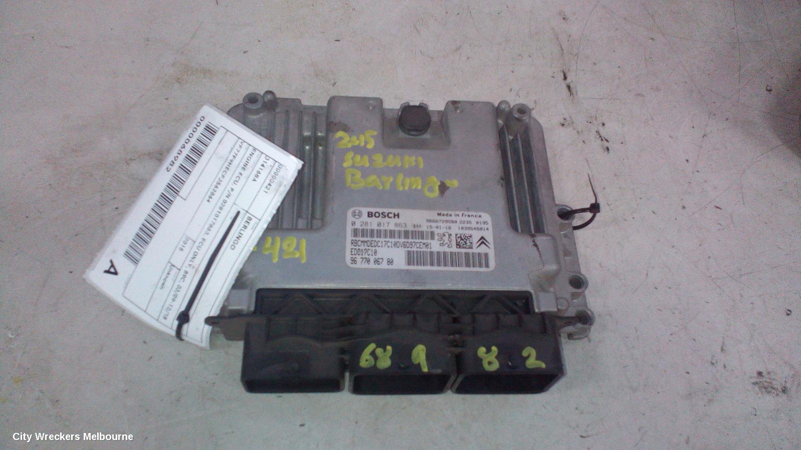 CITROEN BERLINGO ECU, ENGINE ECU, P/N 0281017863, ECU ONLY, B9C, 03/2009 - 12/2018 - Image 3