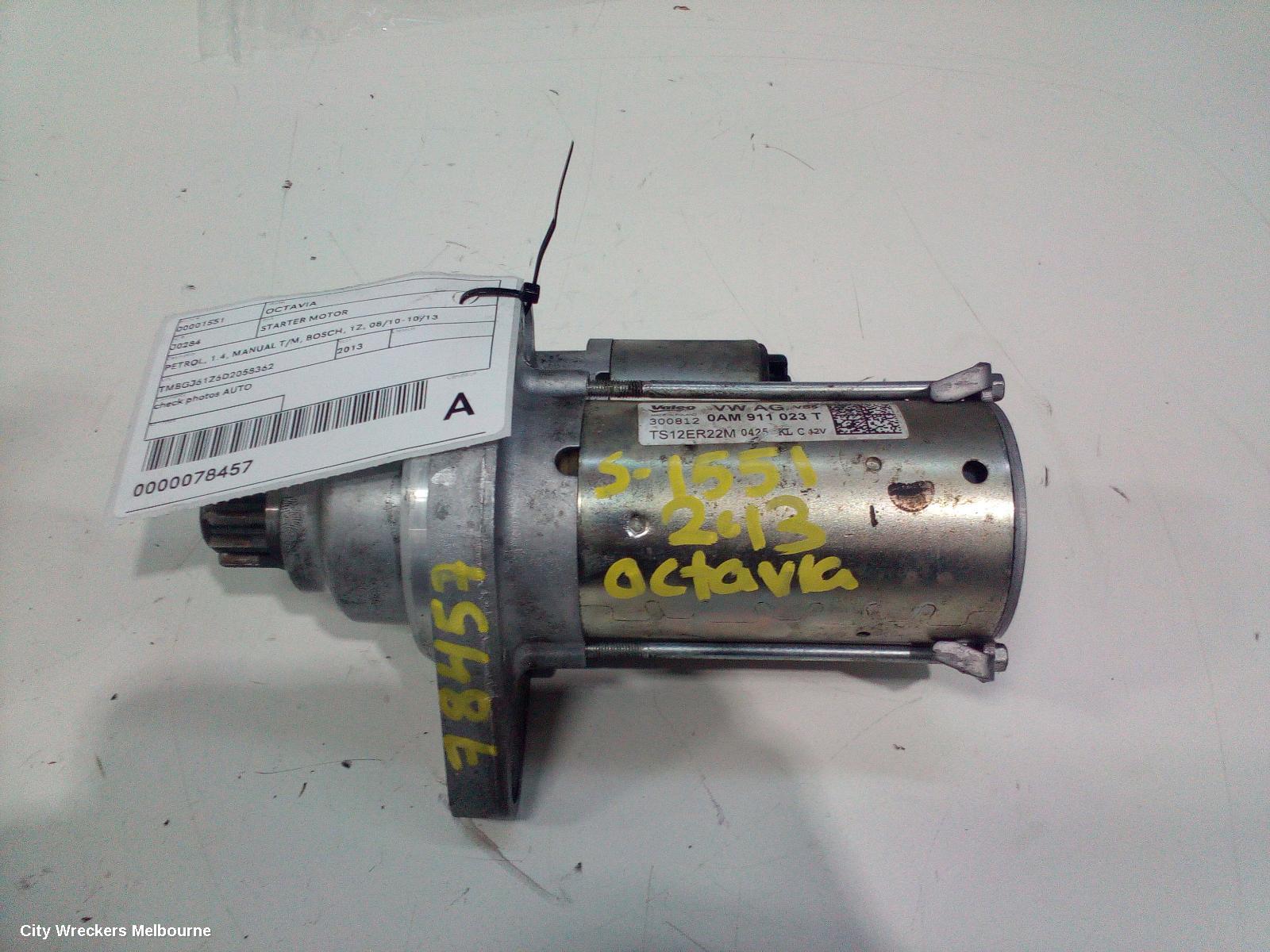 SKODA OCTAVIA STARTER, PETROL, 1.4, MANUAL T/M, BOSCH, 1Z, 08/2010 - 10/2013 - Image 3