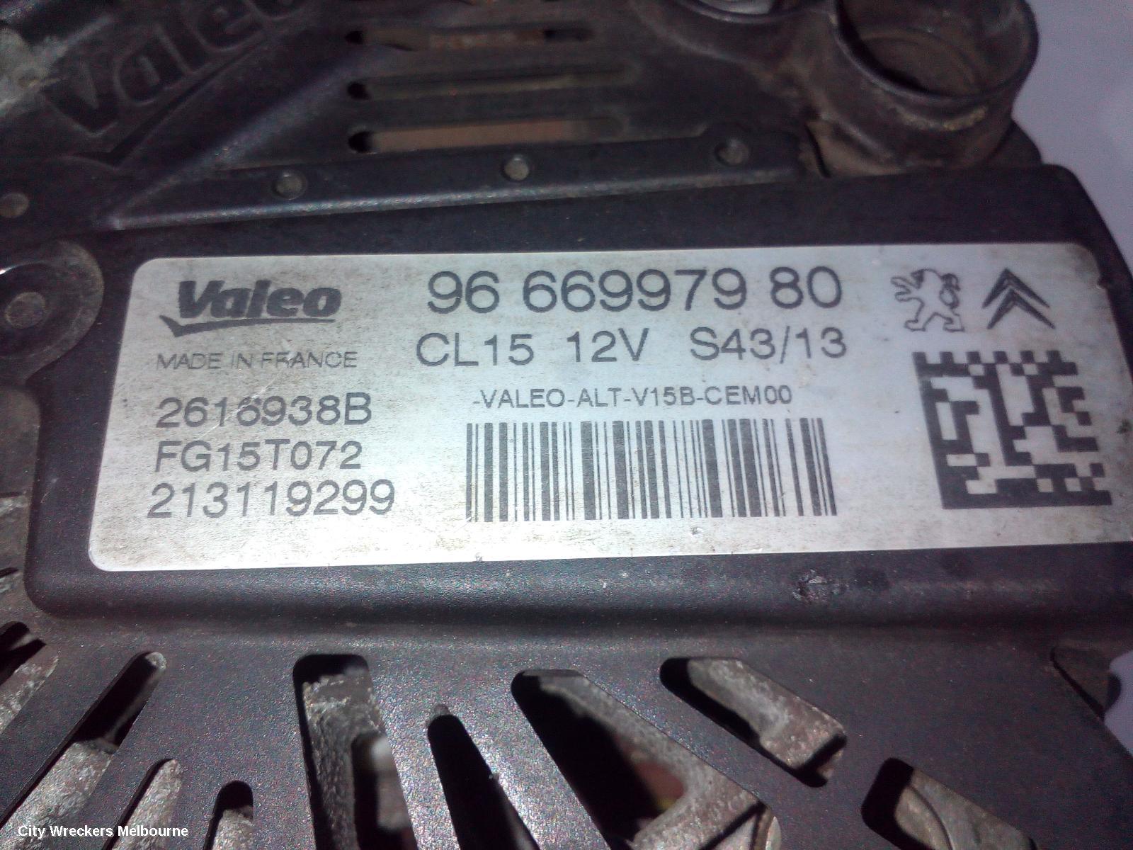 PEUGEOT 508 ALTERNATOR, PETROL, 1.6, VIN VF38*5FV, 150AMP, VALEO FG15T072, 07/2011 - 02/2015 - Image 1