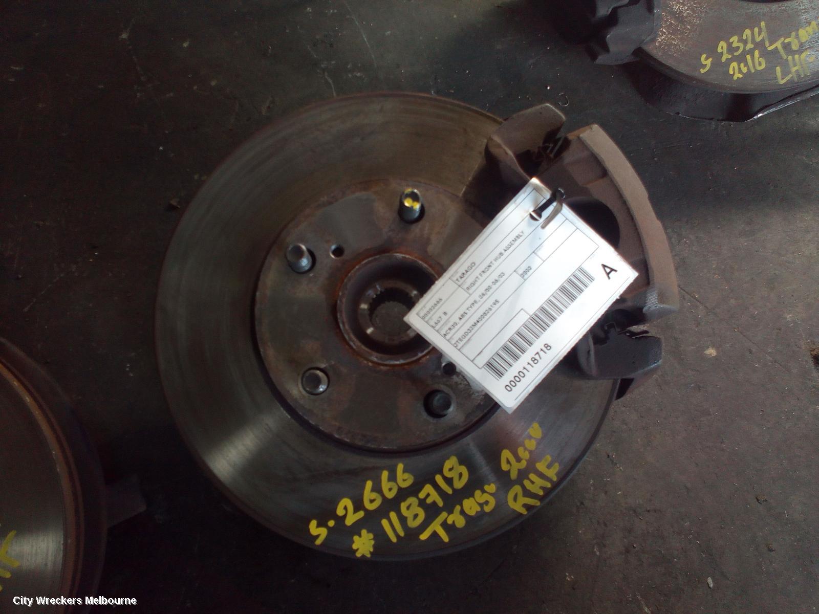TOYOTA TARAGO RIGHT FRONT HUB ASSEMBLY, ACR30, ABS TYPE, 06/2000 - 06/2003 - Image 2